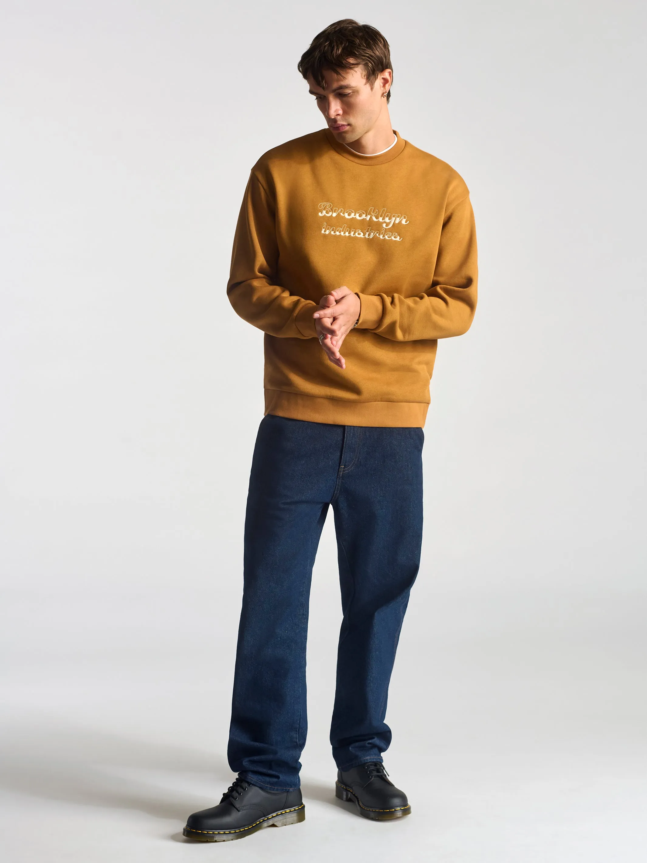 Men's Embroidered Crew Neck Sweatshirt In Spice sold by Brooklyn Industries product image thumbnail 4