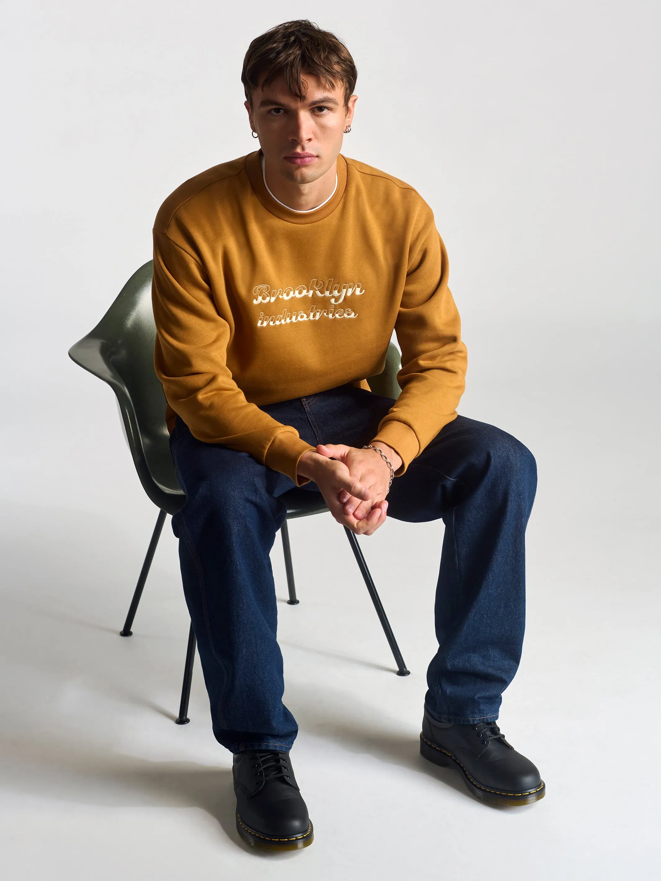 Men's Embroidered Crew Neck Sweatshirt In Spice sold by Brooklyn Industries product image thumbnail 2
