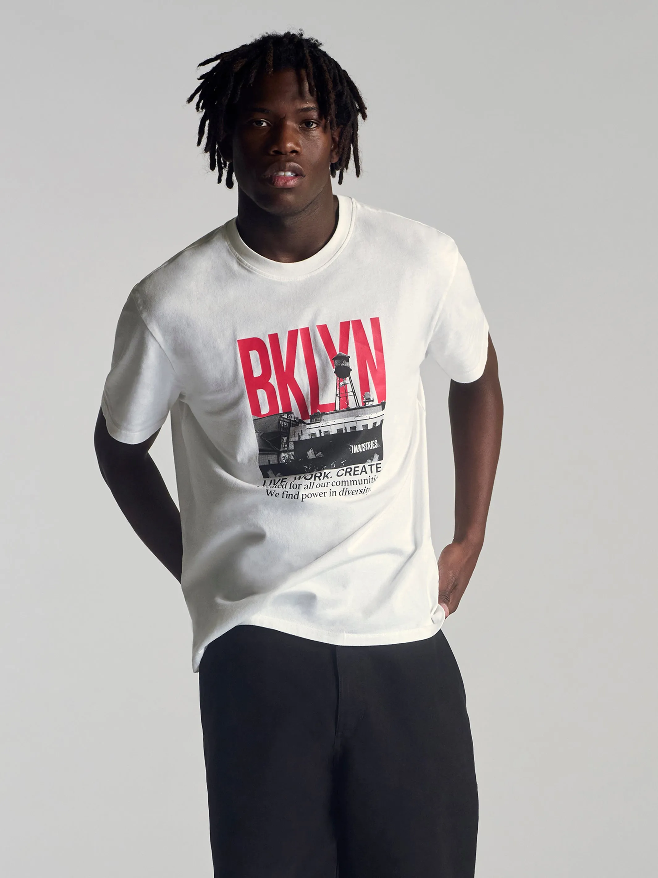 Men's City Printed T-Shirt In Antique White sold by Brooklyn Industries