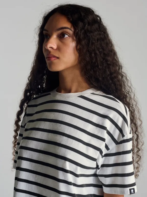 Women's Nassau Crew Neck Stripe  T-Shirt In Black Striped sold by Brooklyn Industries
