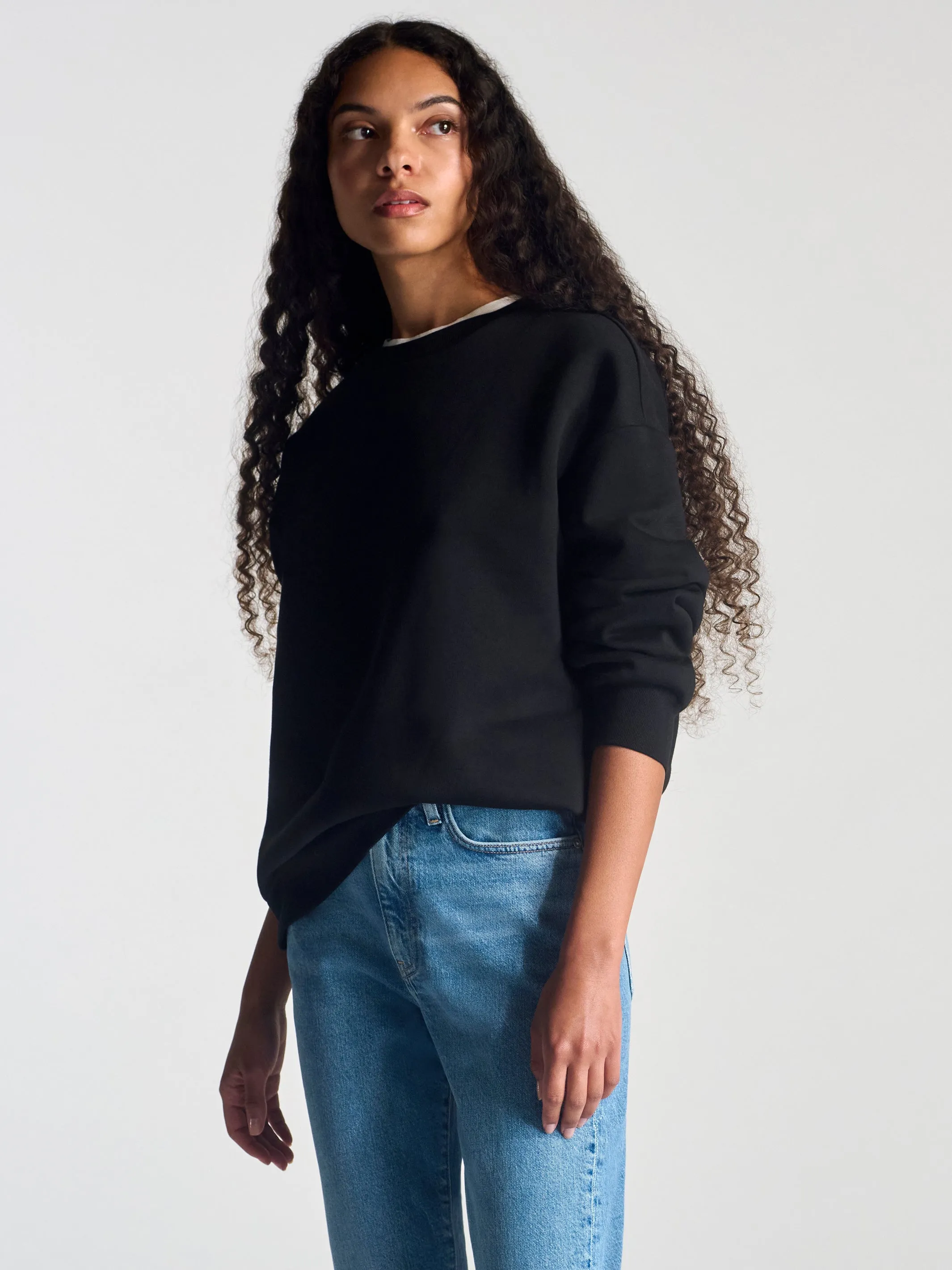 Women's Hoyt Crew Neck Sweatshirt In Black sold by Brooklyn Industries