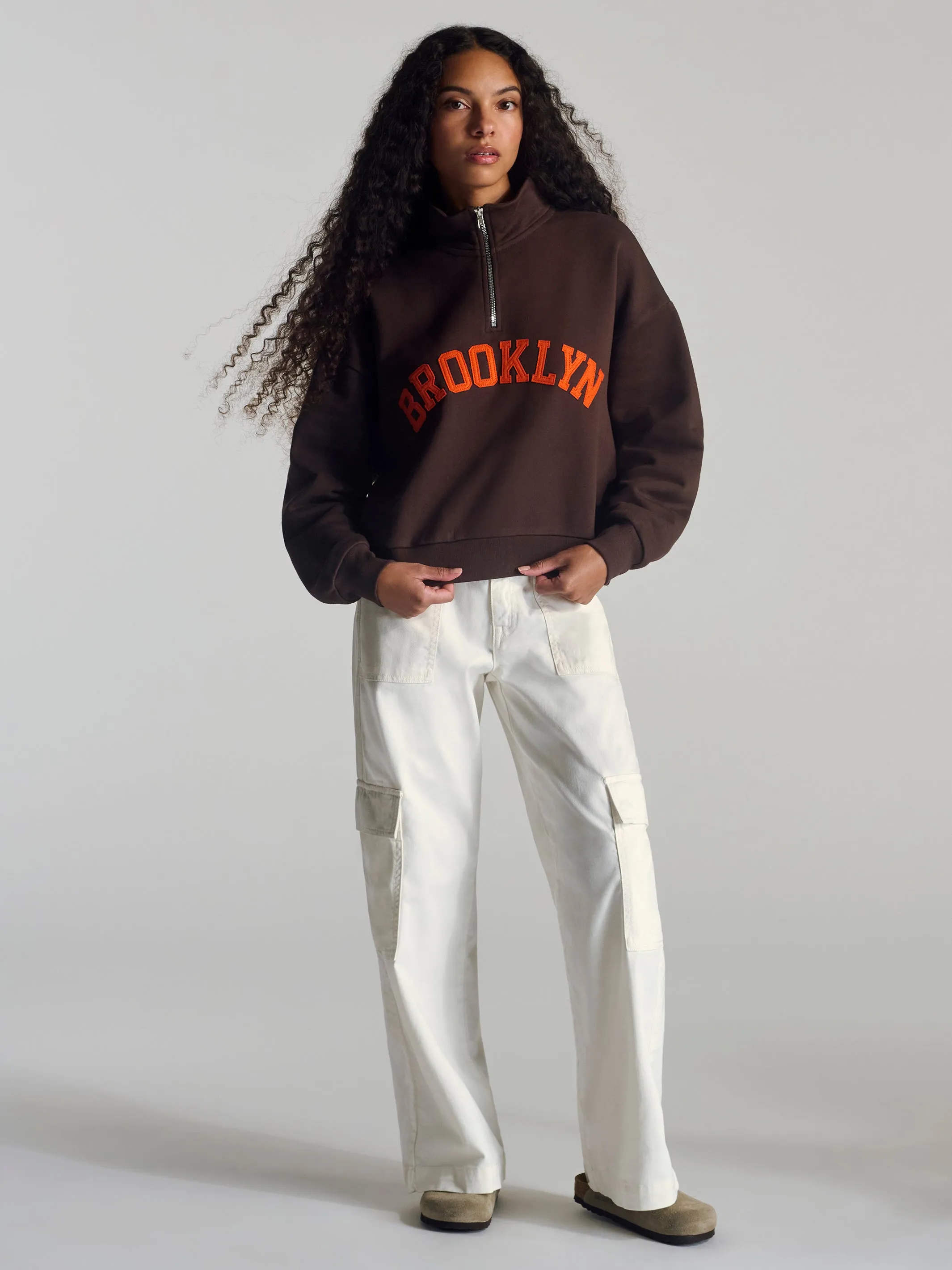 Women's Campus Half Zip Sweatshirt In Coffee Bean sold by Brooklyn Industries product image thumbnail 3