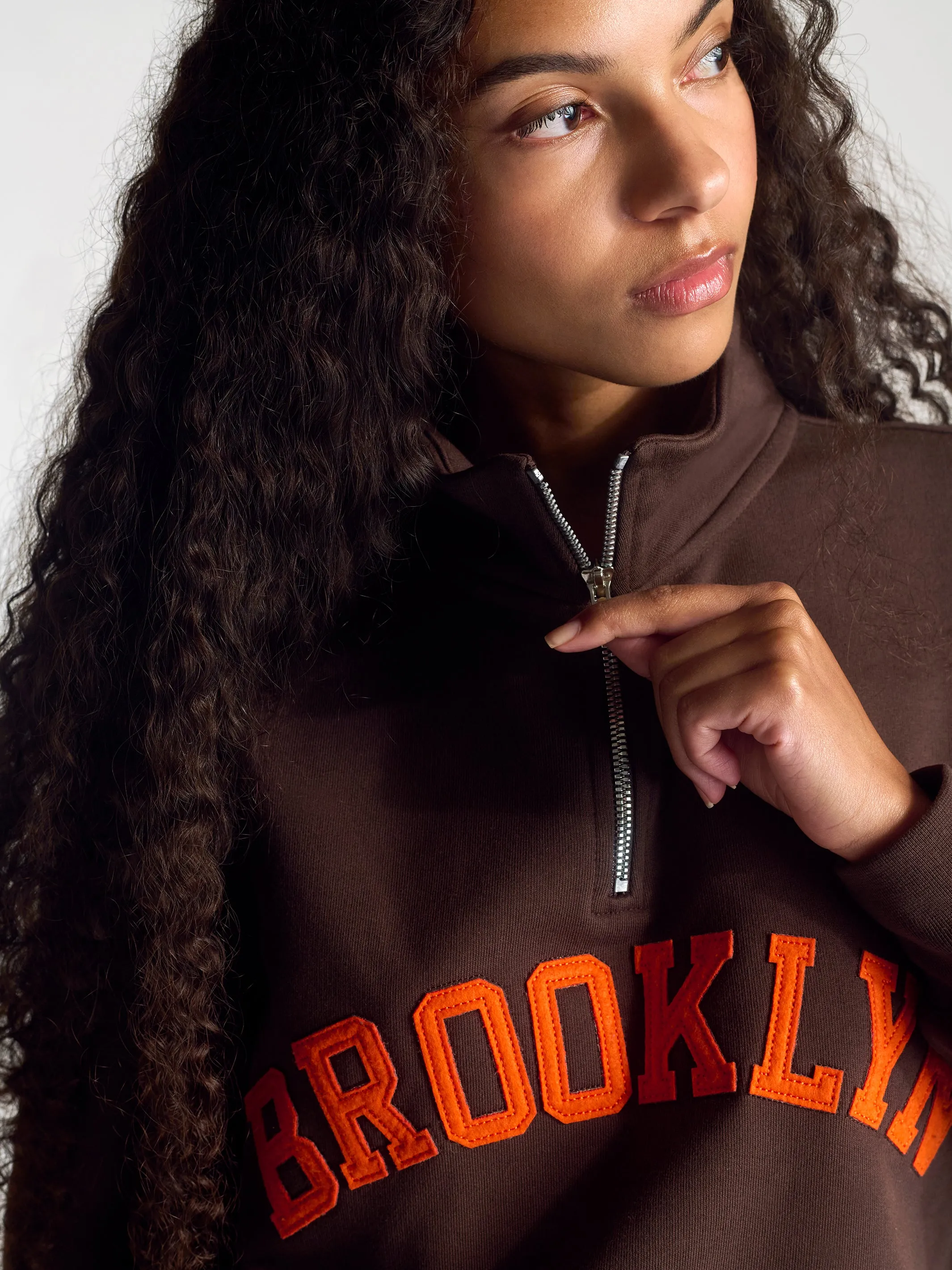 Women's Campus Half Zip Sweatshirt In Coffee Bean sold by Brooklyn Industries product image thumbnail 2