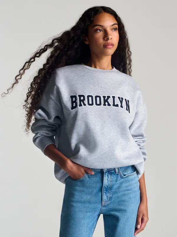 Women's Campus Crew Neck Sweatshirt In Light Grey Melange sold by Brooklyn Industries