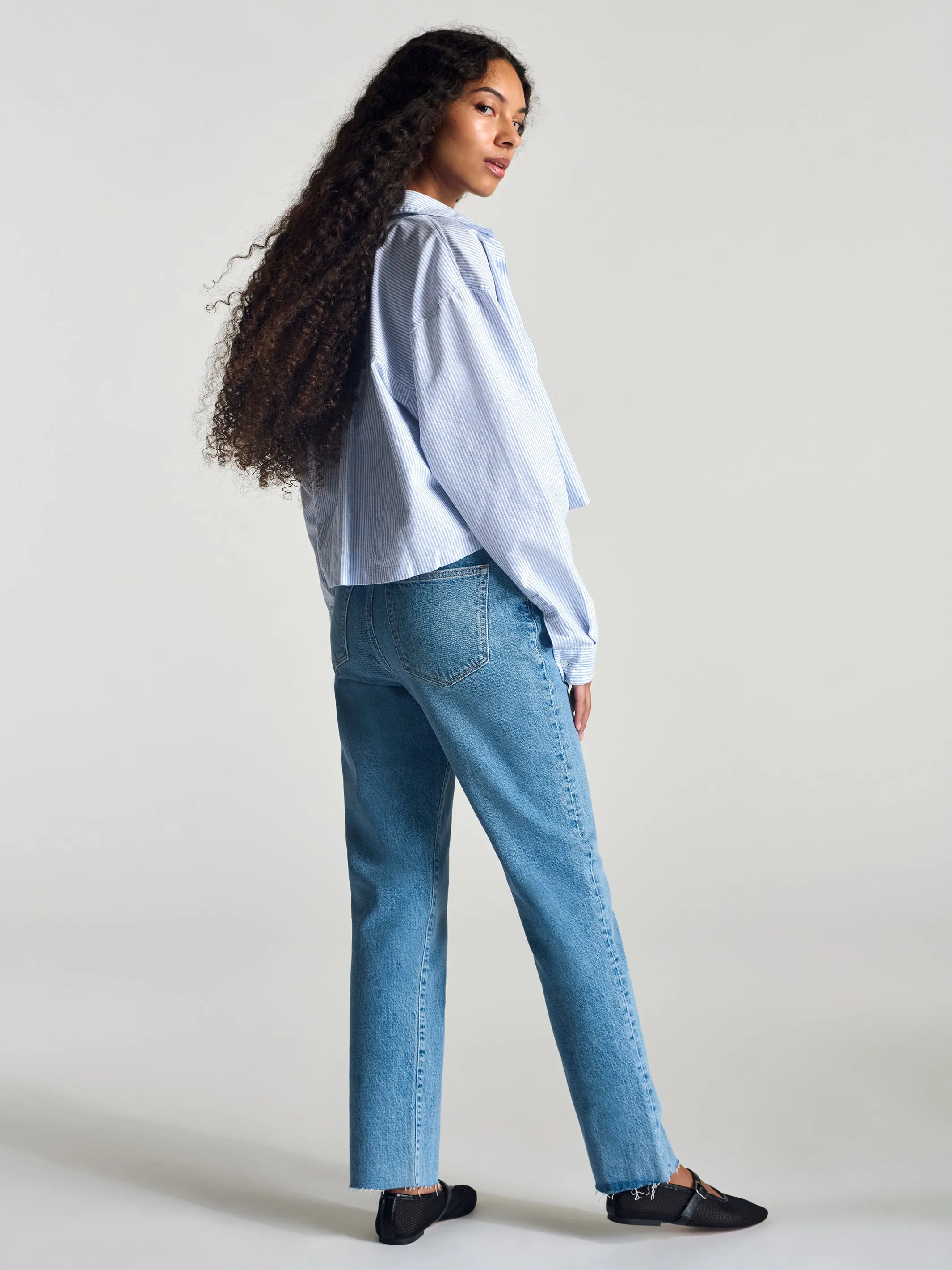 Women's Meadow High Rise Straight Leg Pants In Mid Blue Denim sold by Brooklyn Industries product image thumbnail 3