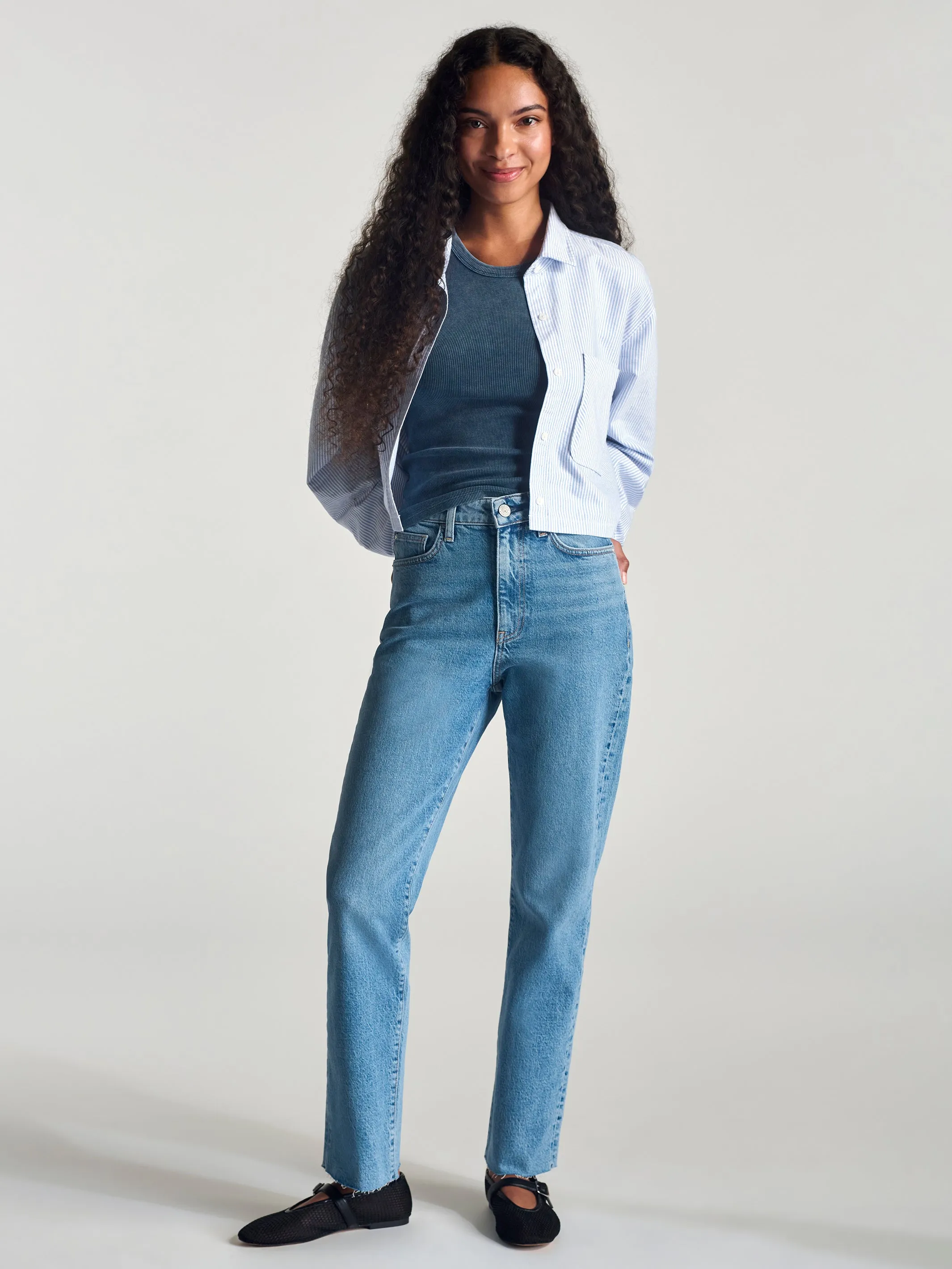 Women's Meadow High Rise Straight Leg Pants In Mid Blue Denim sold by Brooklyn Industries product image thumbnail 2