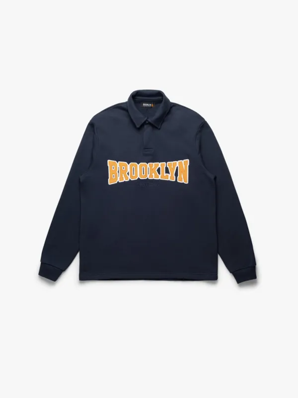 Men's Campus Half Buttoned Sweatshirt In Navy sold by Brooklyn Industries