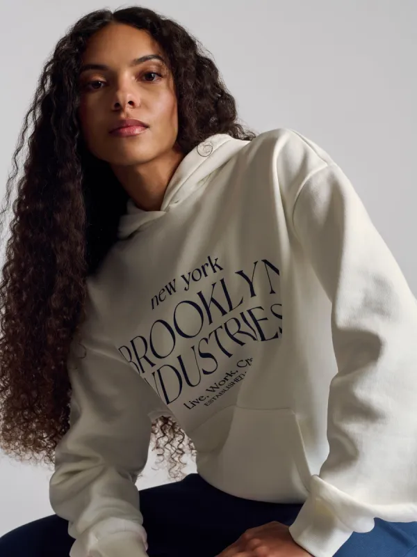 Women's BKI Hooded Sweatshirt In Antique White sold by Brooklyn Industries