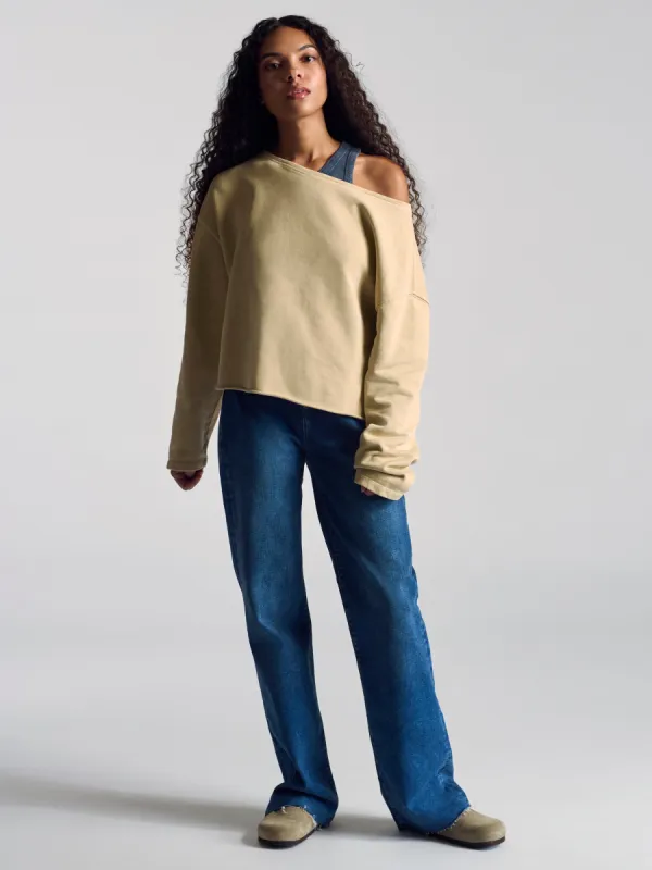 Women's Fulton Crew Neck Sweatshirt In Pure Cashmere sold by Brooklyn Industries