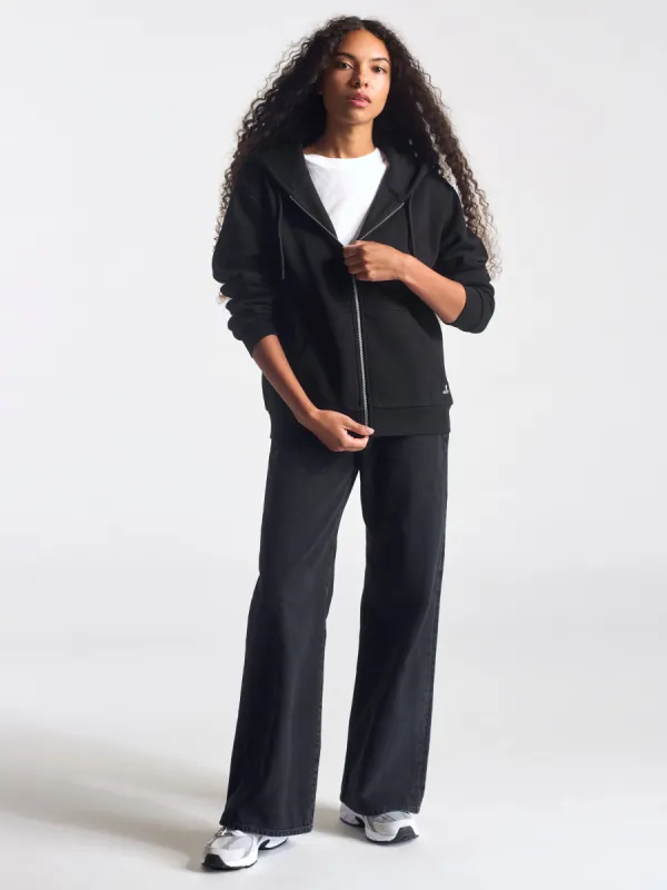 Women's Montrose Zip Up Hooded Sweatshirt In Black sold by Brooklyn Industries