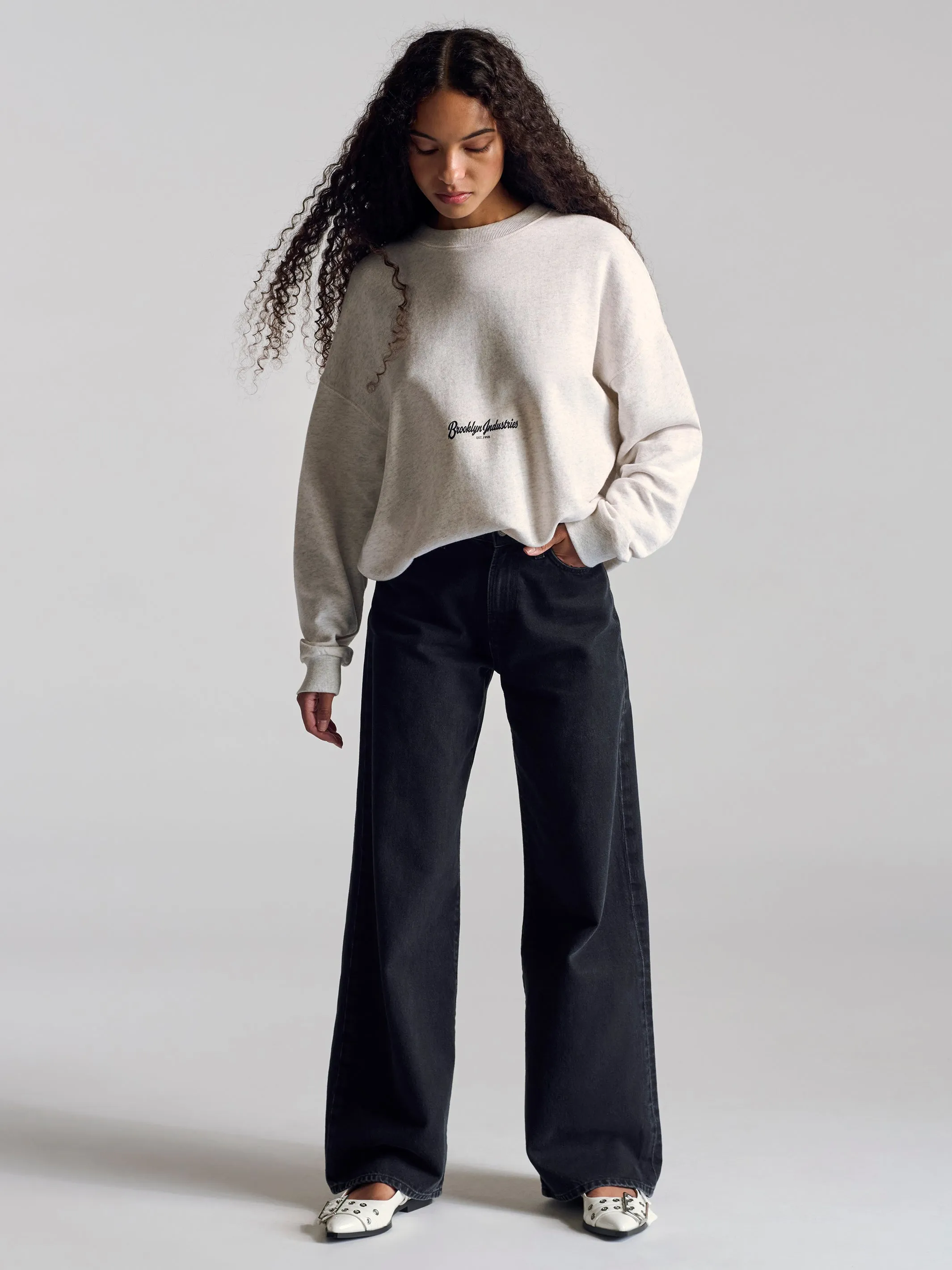 Women's Brooklyn Oversized Sweatshirt In Light Grey Melange sold by Brooklyn Industries product image thumbnail 5