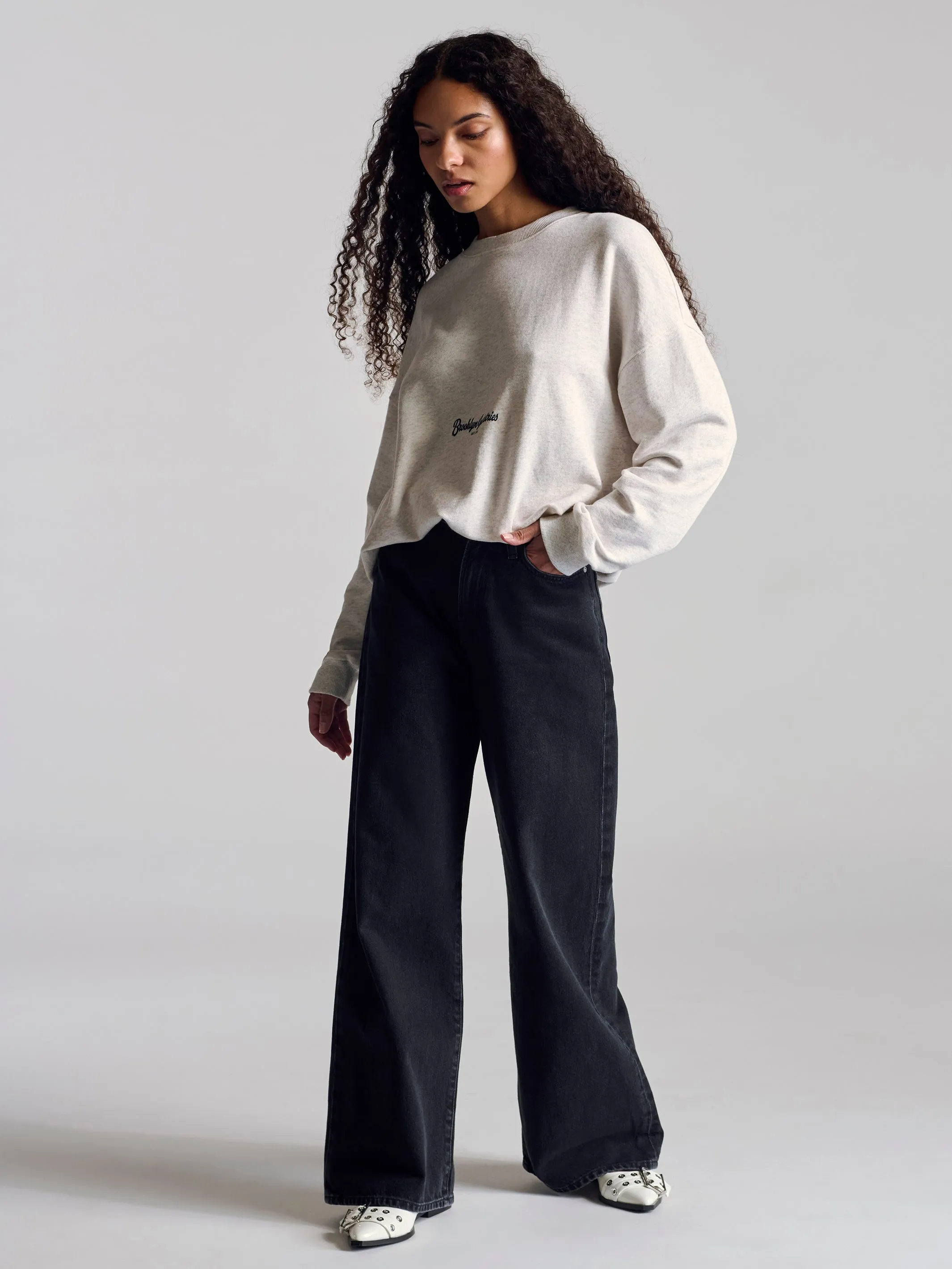 Women's Brooklyn Oversized Sweatshirt In Light Grey Melange sold by Brooklyn Industries product image thumbnail 4