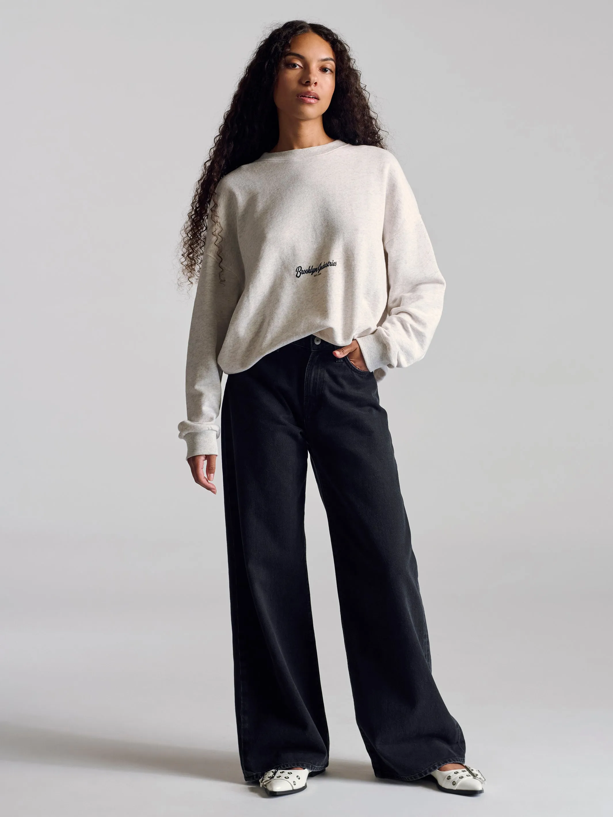 Women's Brooklyn Oversized Sweatshirt In Light Grey Melange sold by Brooklyn Industries