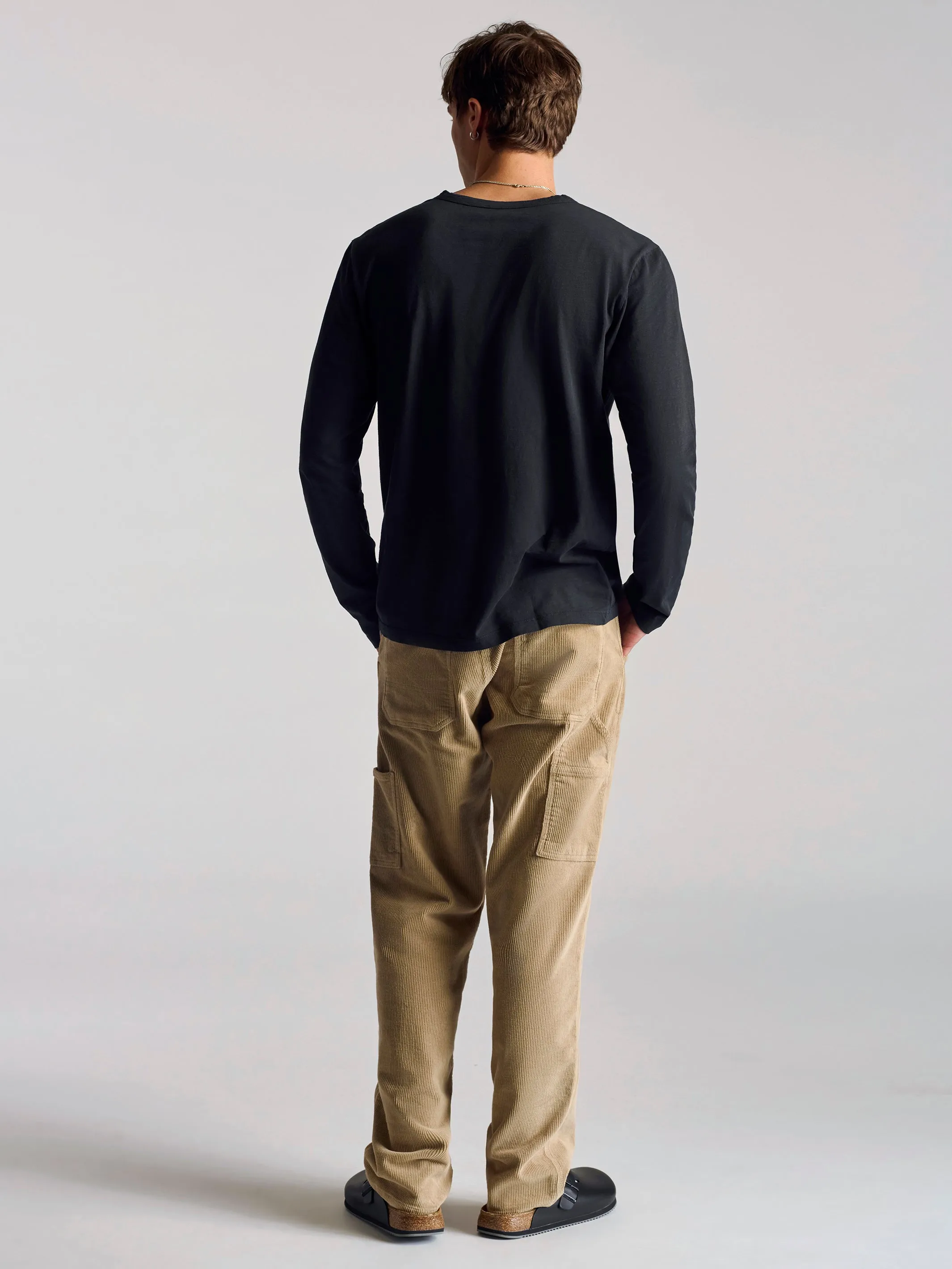 Men's Long Sleeve Henley T-Shirt In Black sold by Brooklyn Industries product image thumbnail 4