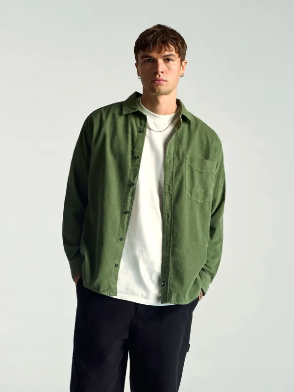 Men's Long Sleeve Corduroy Shirt In Agave Green sold by Brooklyn Industries