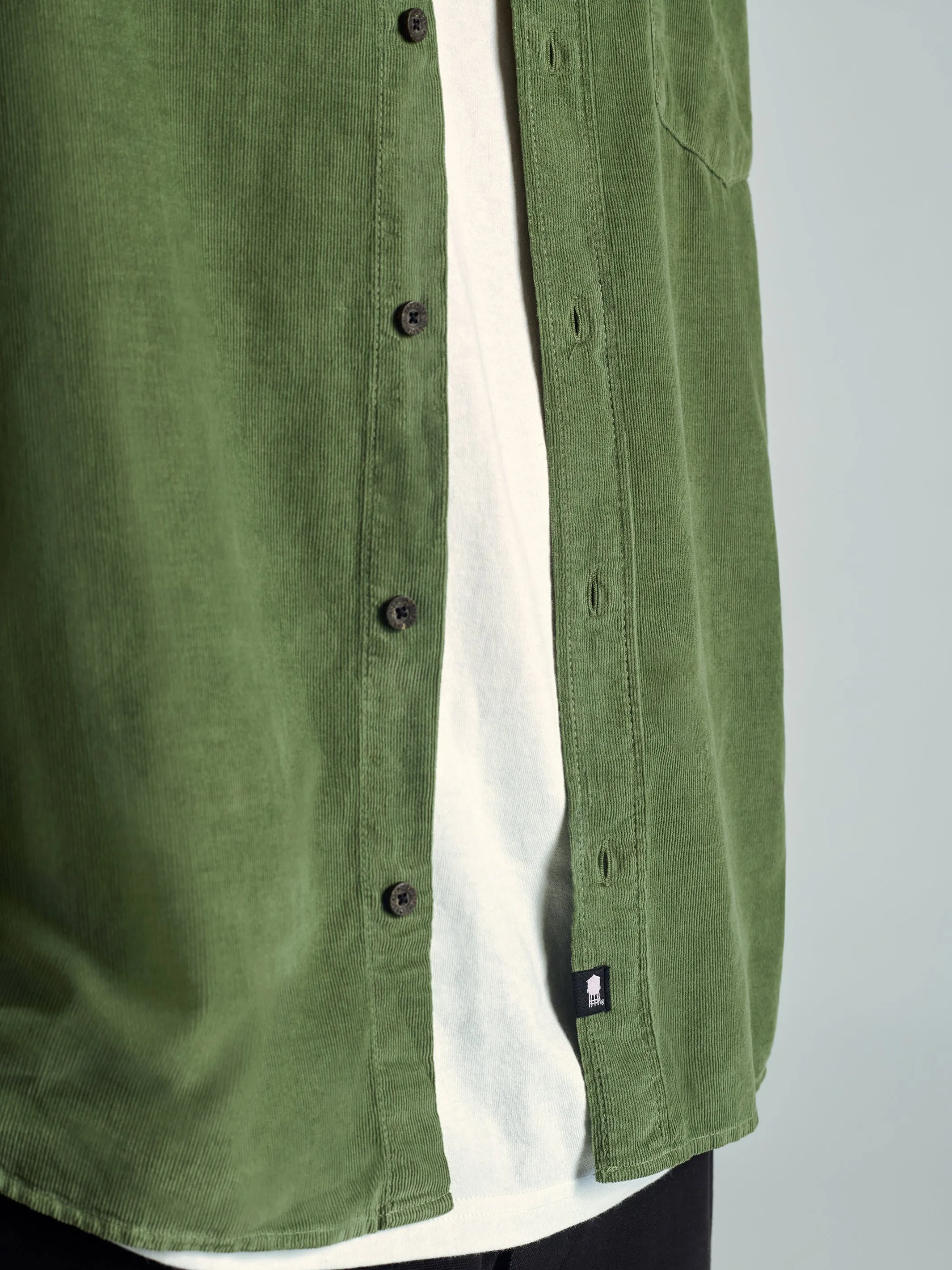 Men's Long Sleeve Corduroy Shirt In Agave Green sold by Brooklyn Industries product image thumbnail 5