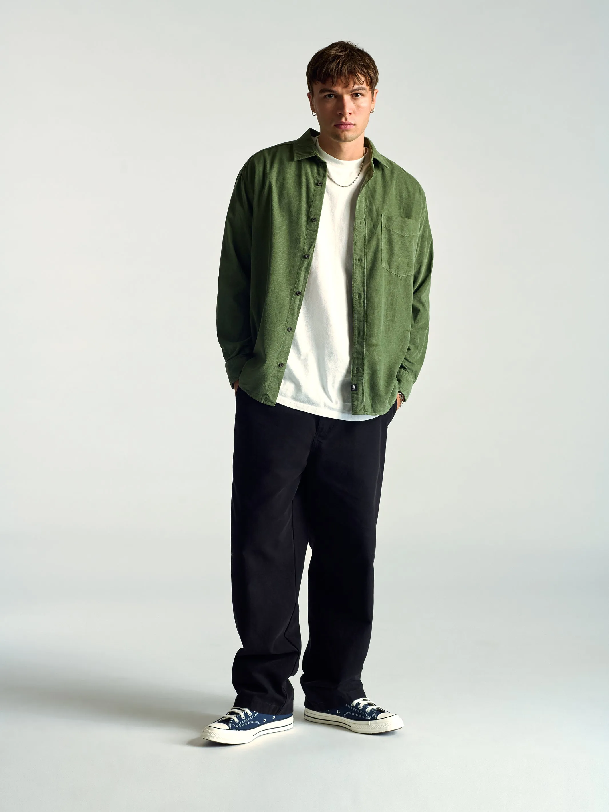 Men's Long Sleeve Corduroy Shirt In Agave Green sold by Brooklyn Industries product image thumbnail 2