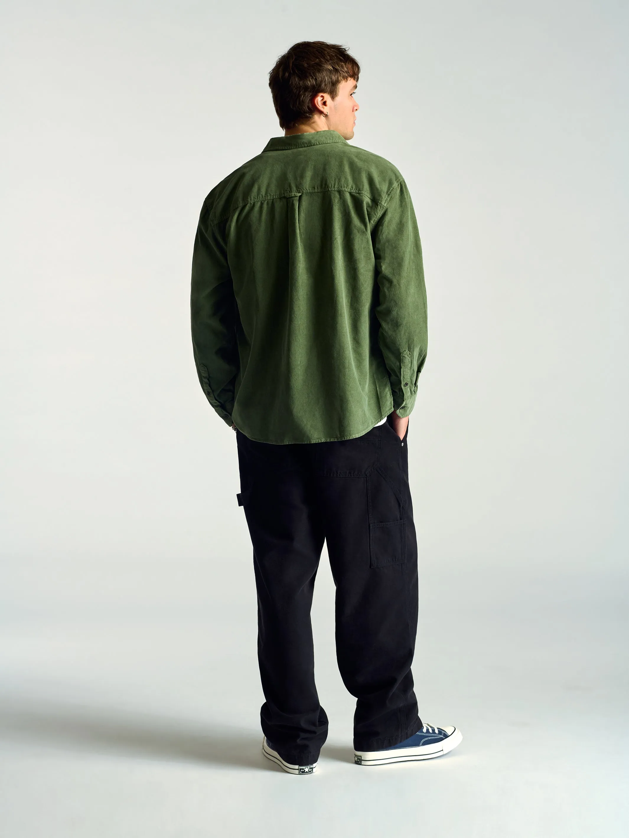 Men's Long Sleeve Corduroy Shirt In Agave Green sold by Brooklyn Industries product image thumbnail 4