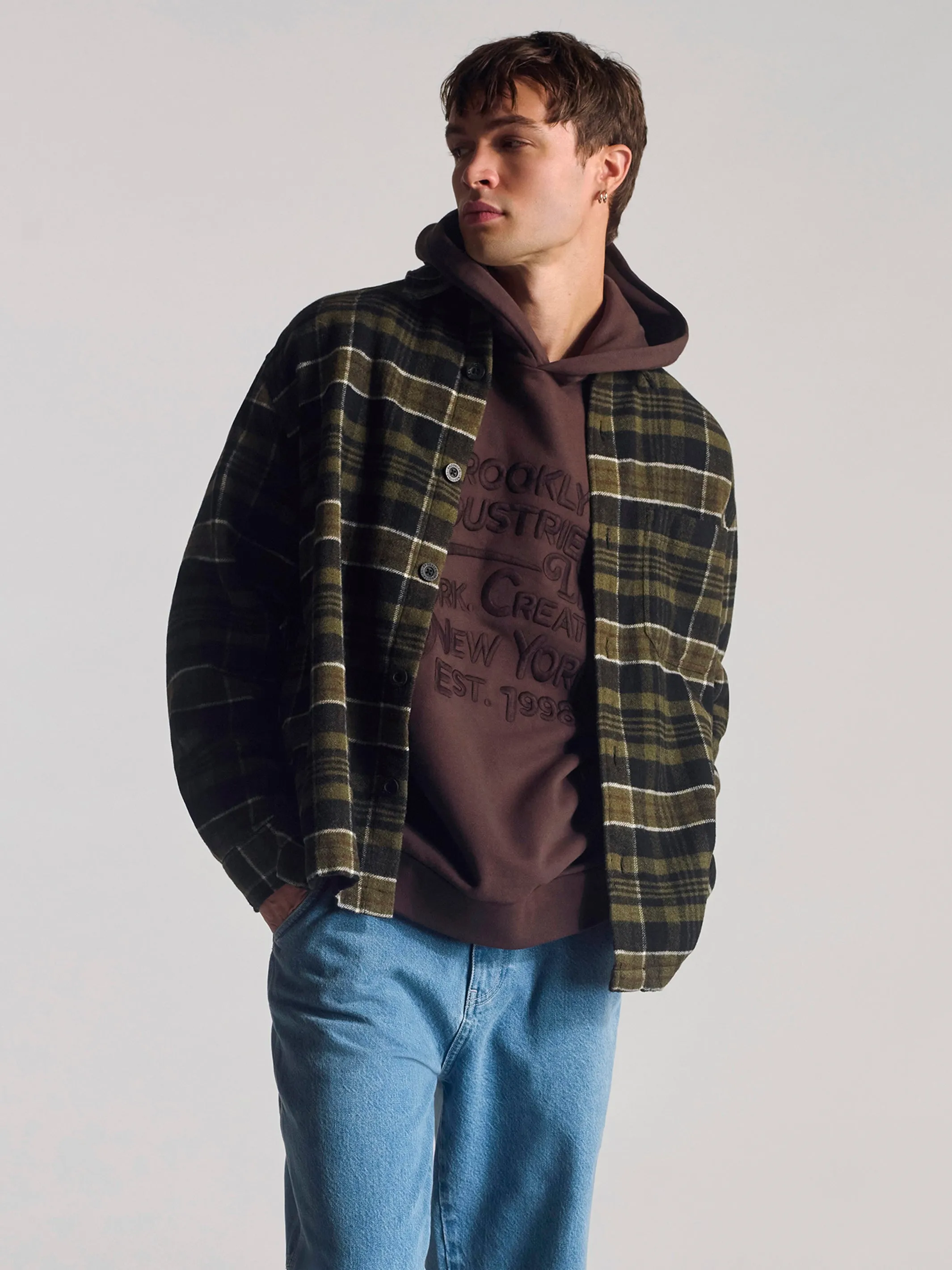 Men's Overshirt In Kombu Green Check sold by Brooklyn Industries