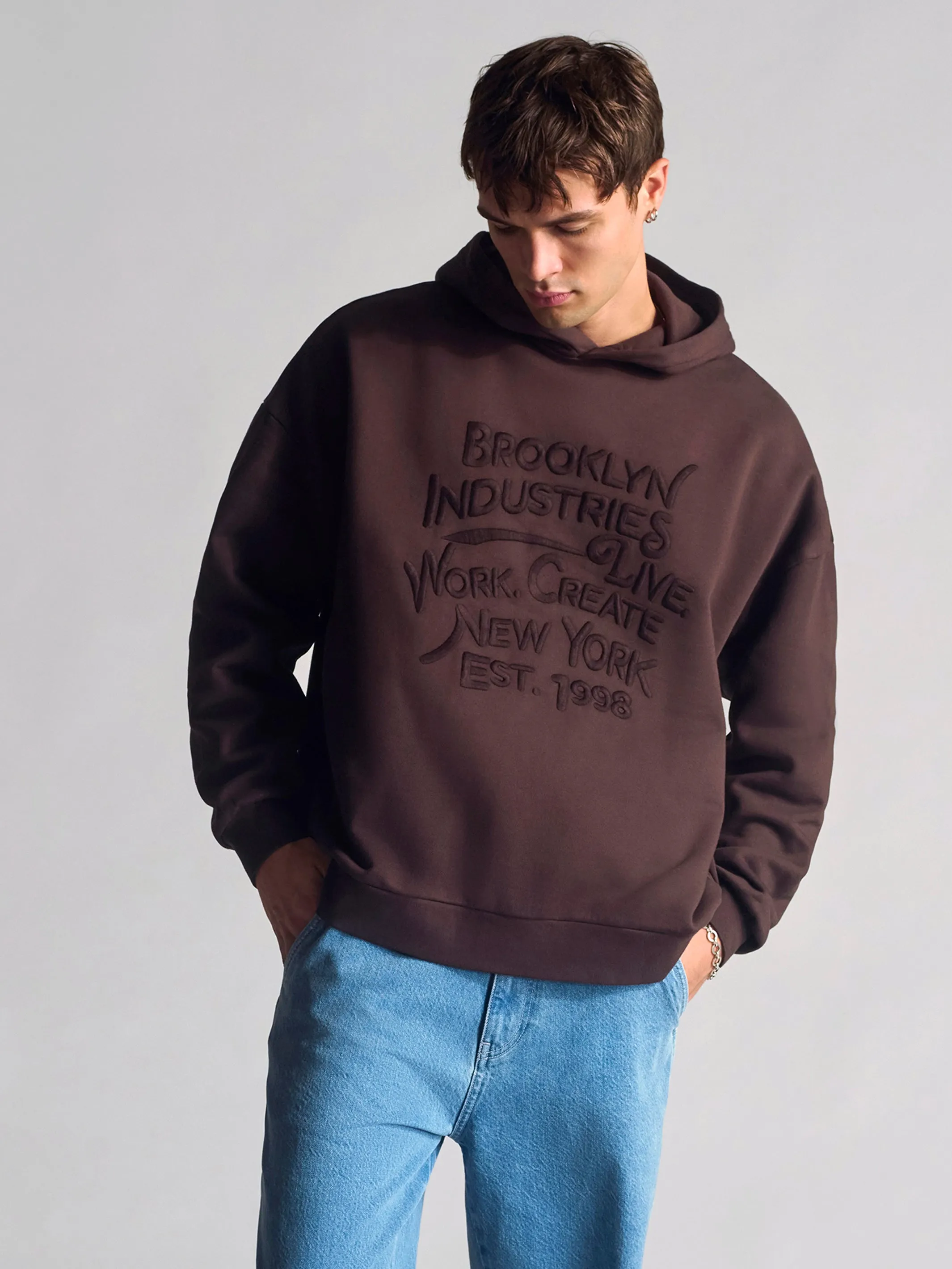 Men's Brooklyn Vintage Hooded Sweatshirt In Coffee Bean sold by Brooklyn Industries