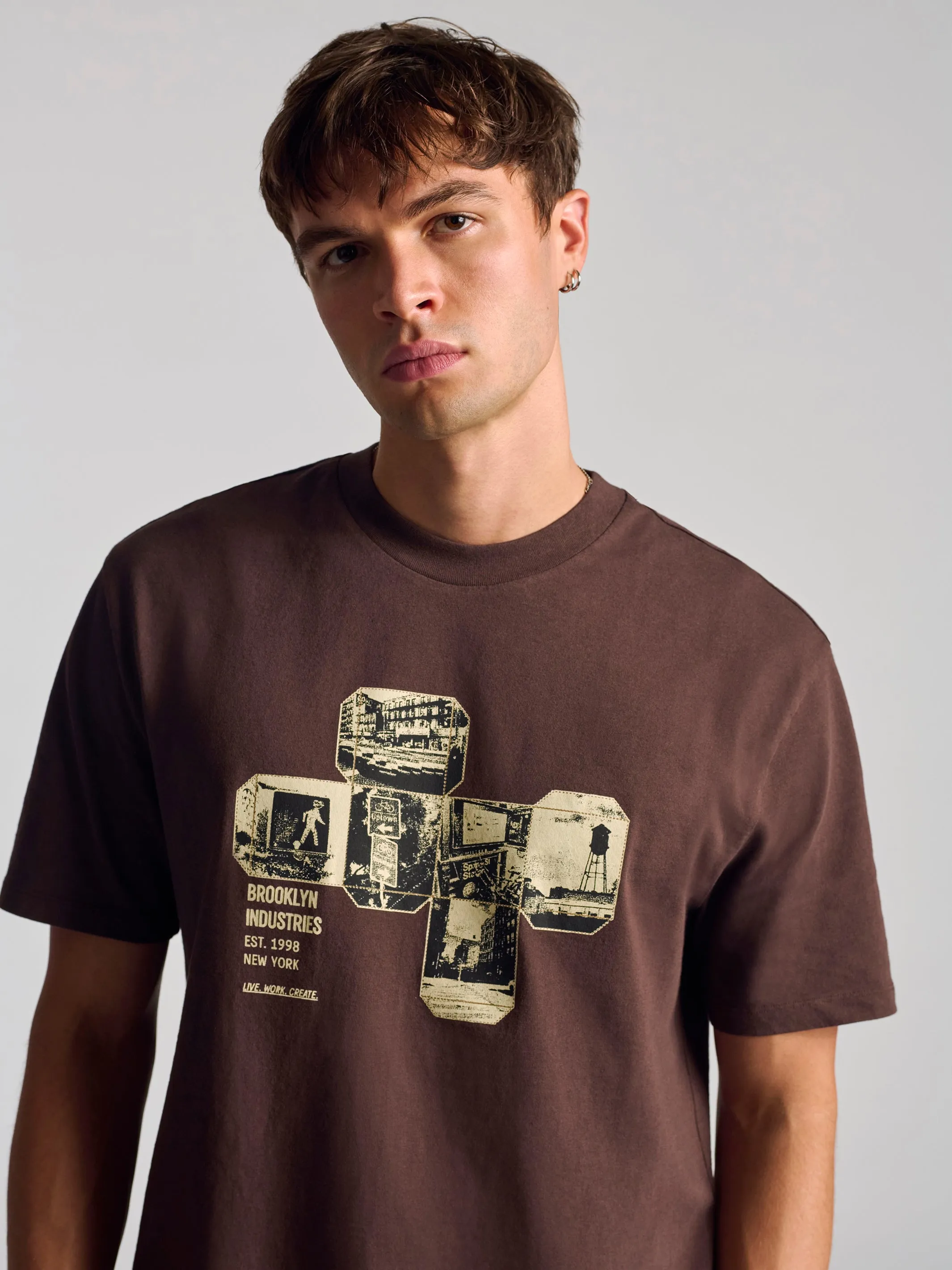 Men's City Printed T-Shirt In Coffee Bean sold by Brooklyn Industries product image thumbnail 5