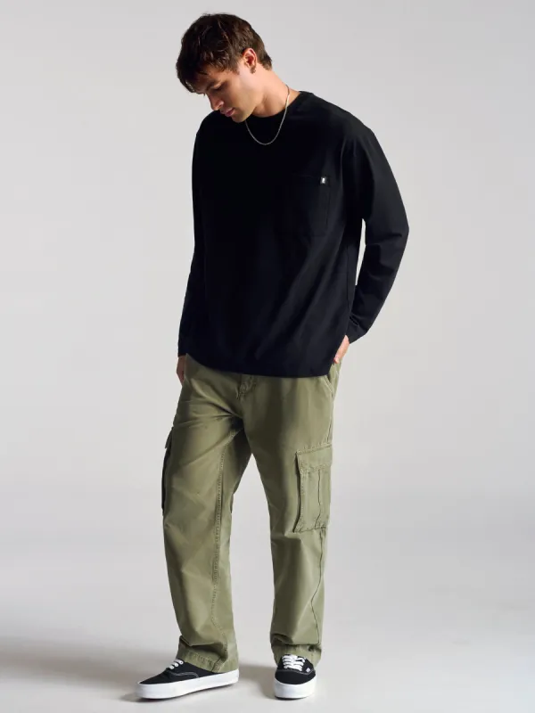 Men's Long Sleeve Pocket T-Shirt In Black sold by Brooklyn Industries