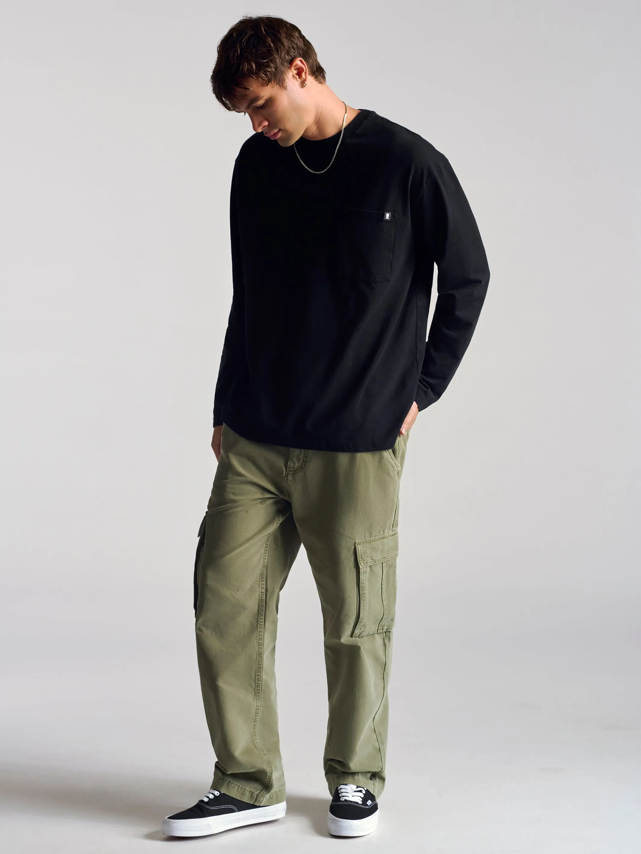 Men's Long Sleeve Pocket T-Shirt In Black sold by Brooklyn Industries