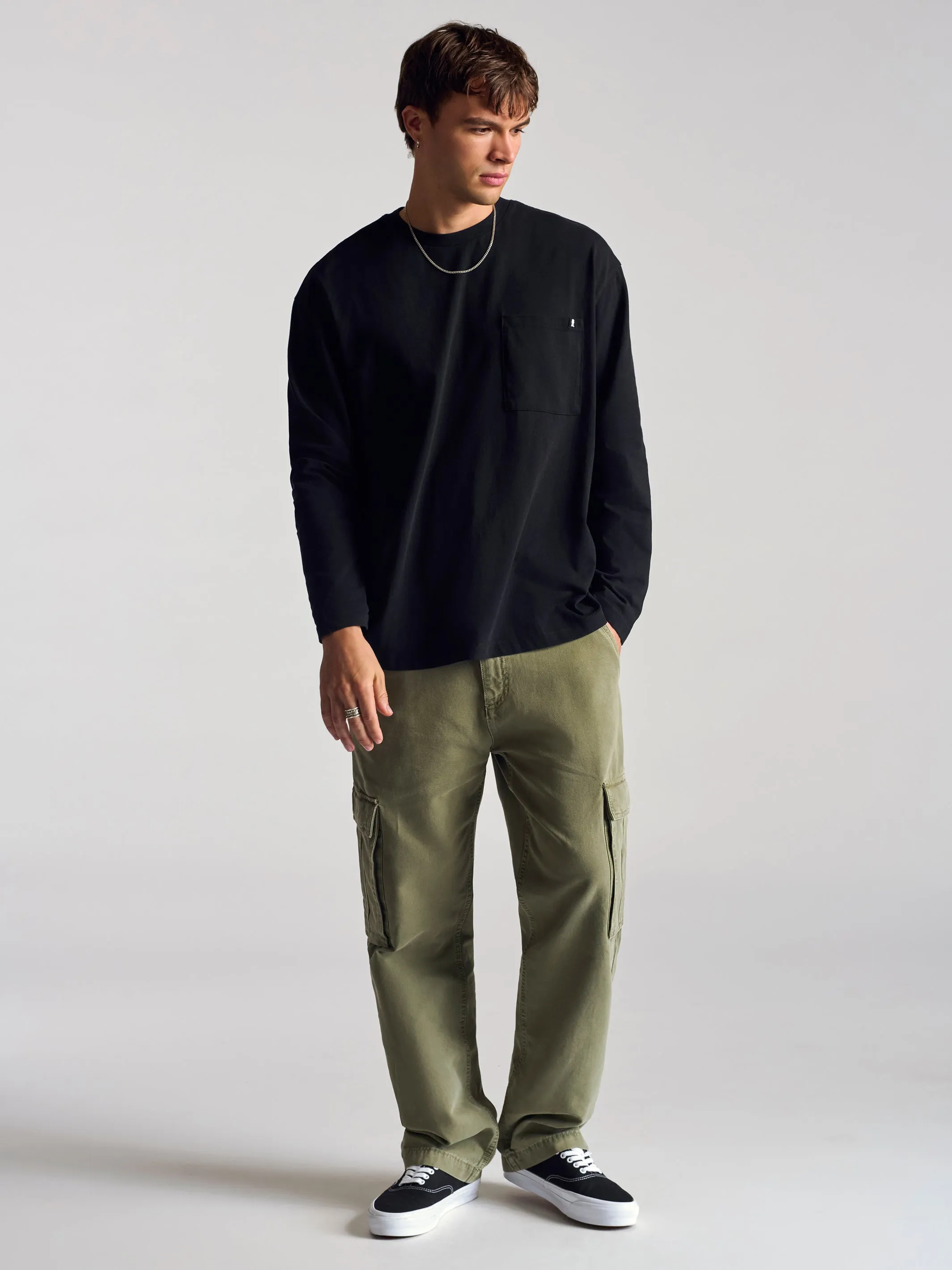 Men's Long Sleeve Pocket T-Shirt In Black sold by Brooklyn Industries product image thumbnail 5