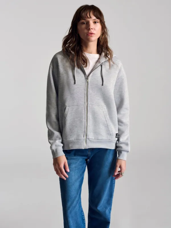 Women's Montrose Zip Up Hooded Sweatshirt In Grey Melange sold by Brooklyn Industries