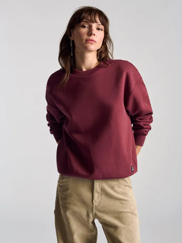 Women's Hoyt Crew Neck Sweatshirt In Brick made by Brooklyn Industries