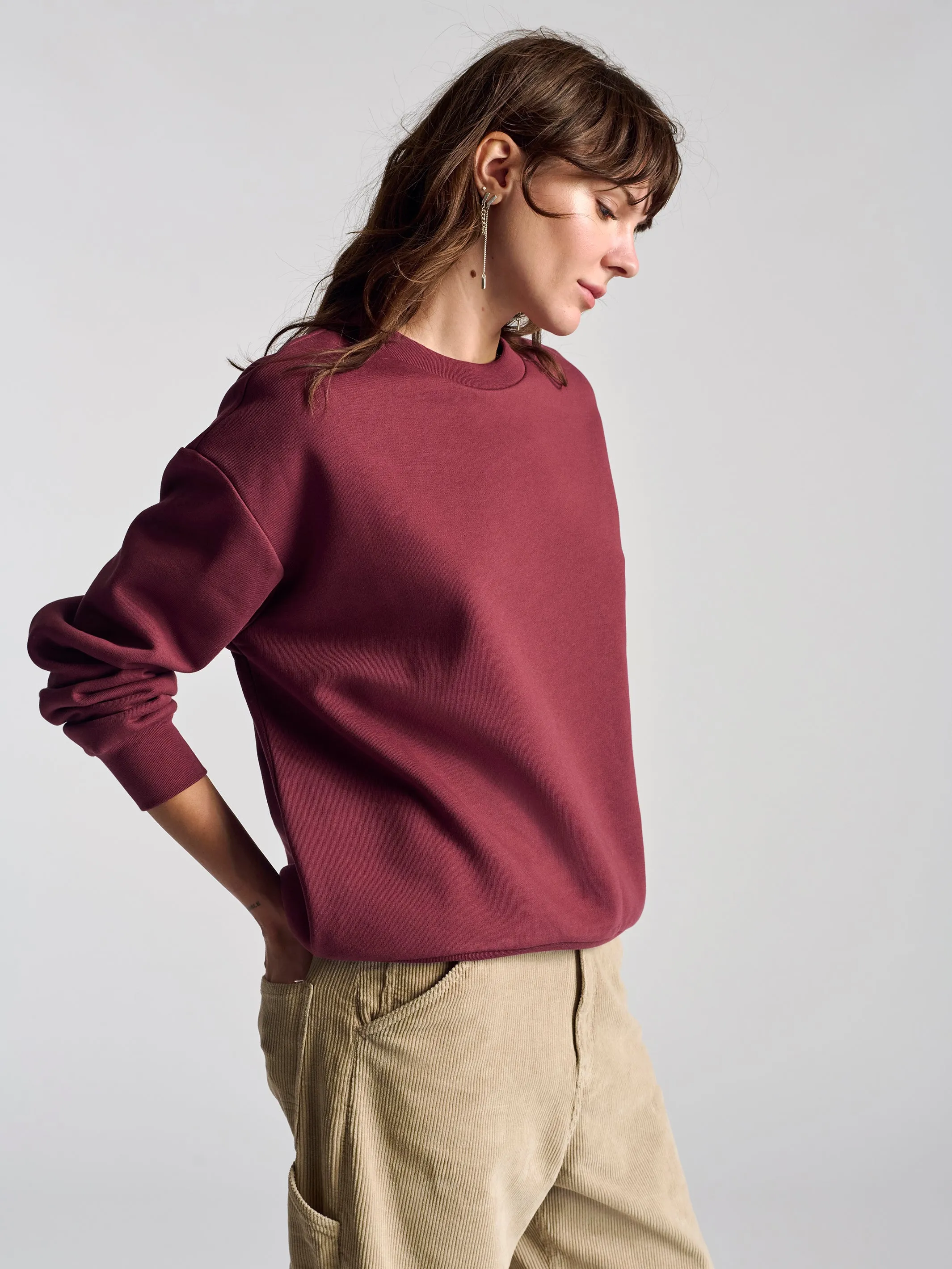 Women's Hoyt Crew Neck Sweatshirt In Brick sold by Brooklyn Industries product image thumbnail 2