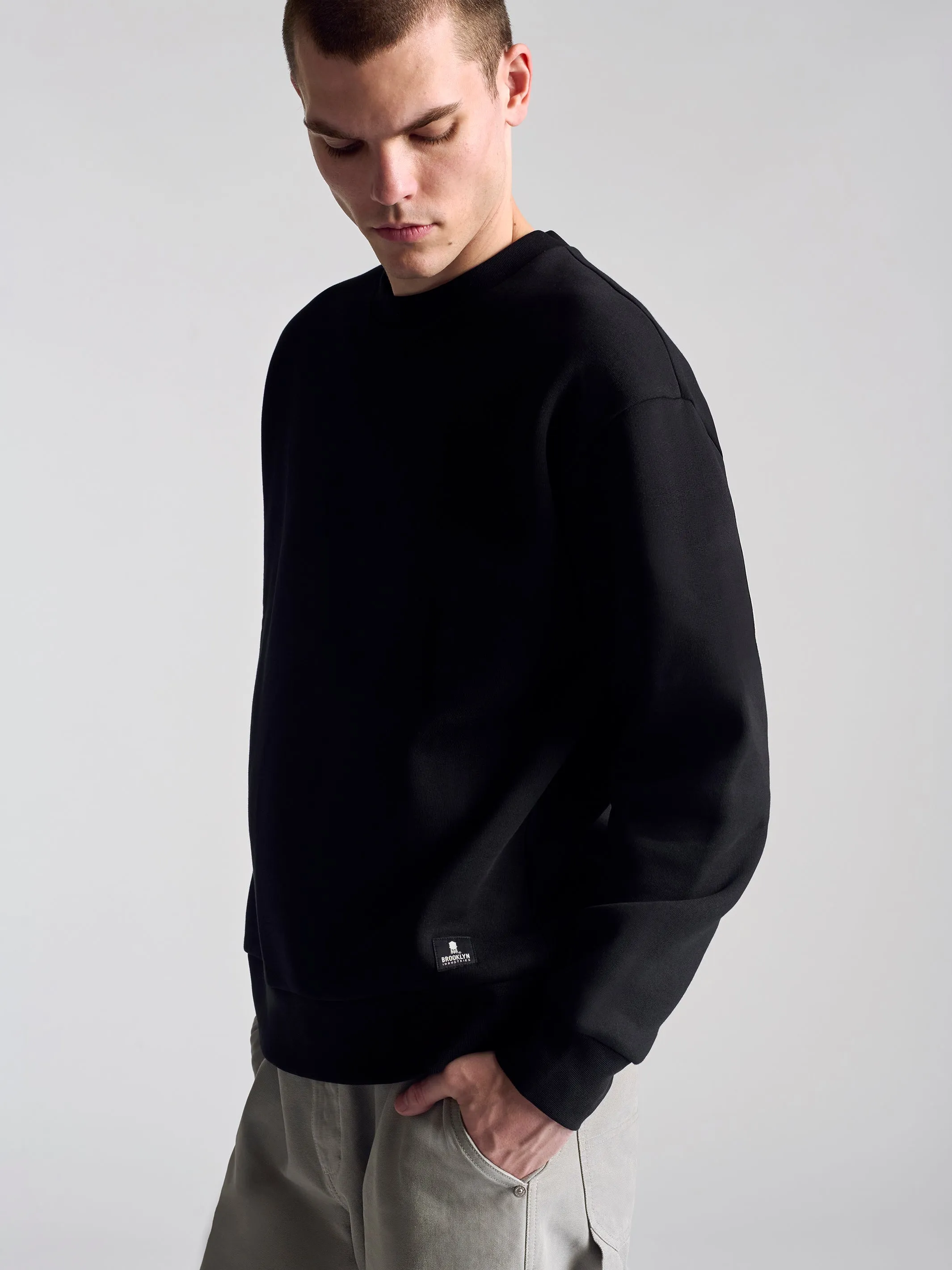 Men's Hoyt Crew Neck Sweatshirt In Black sold by Brooklyn Industries