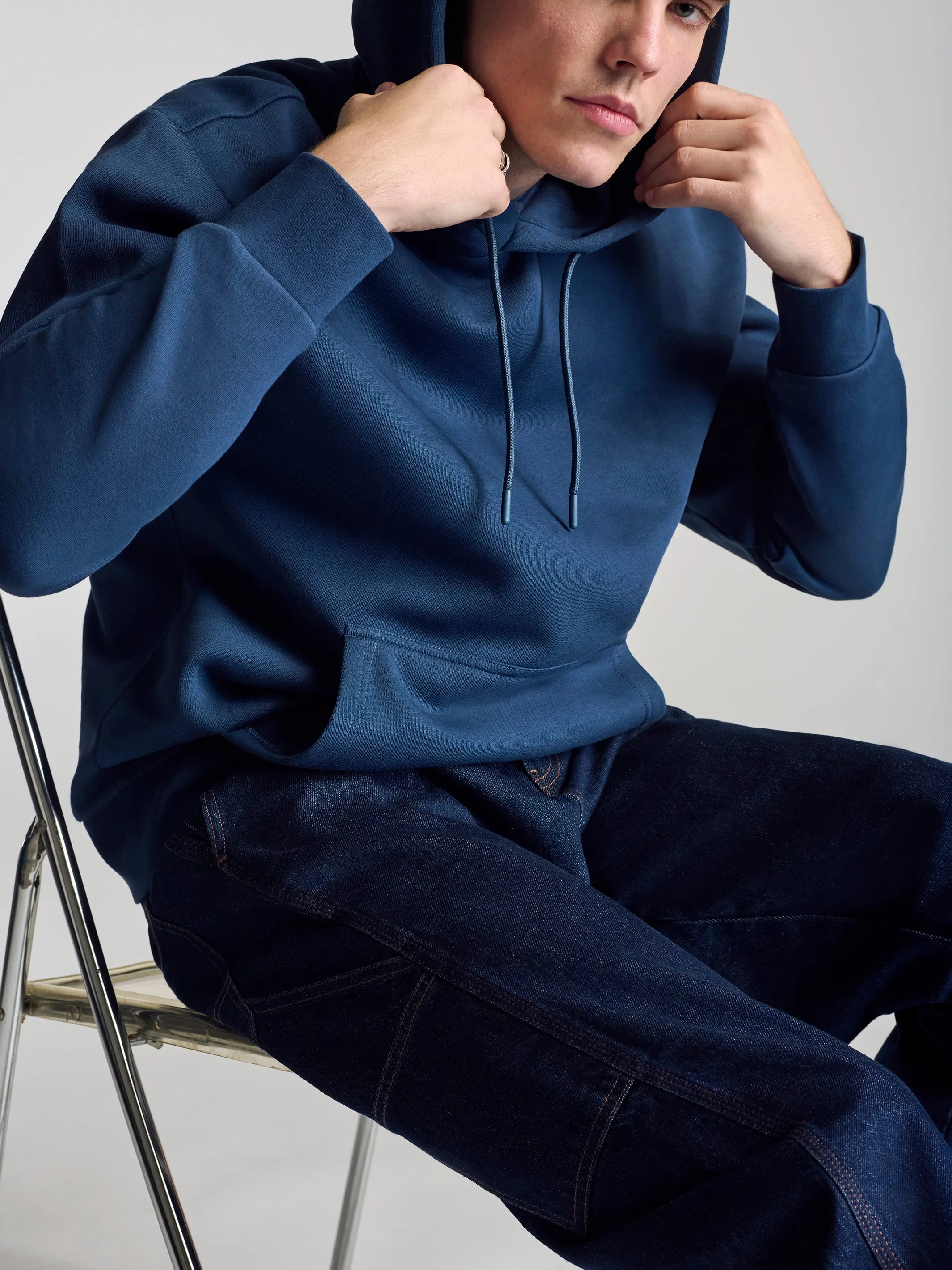 Men's Montrose Hooded Sweatshirt In Dark Denim sold by Brooklyn Industries product image thumbnail 2