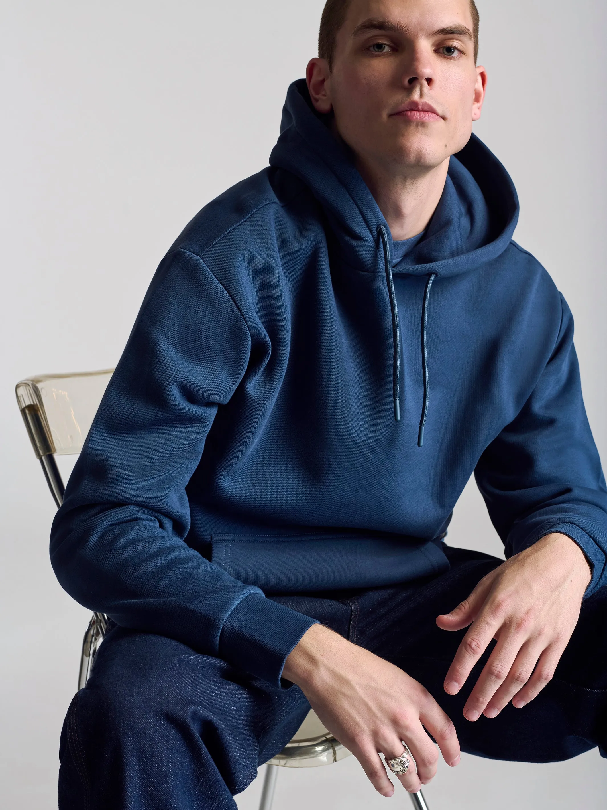 Men's Montrose Hooded Sweatshirt In Dark Denim sold by Brooklyn Industries product image thumbnail 3