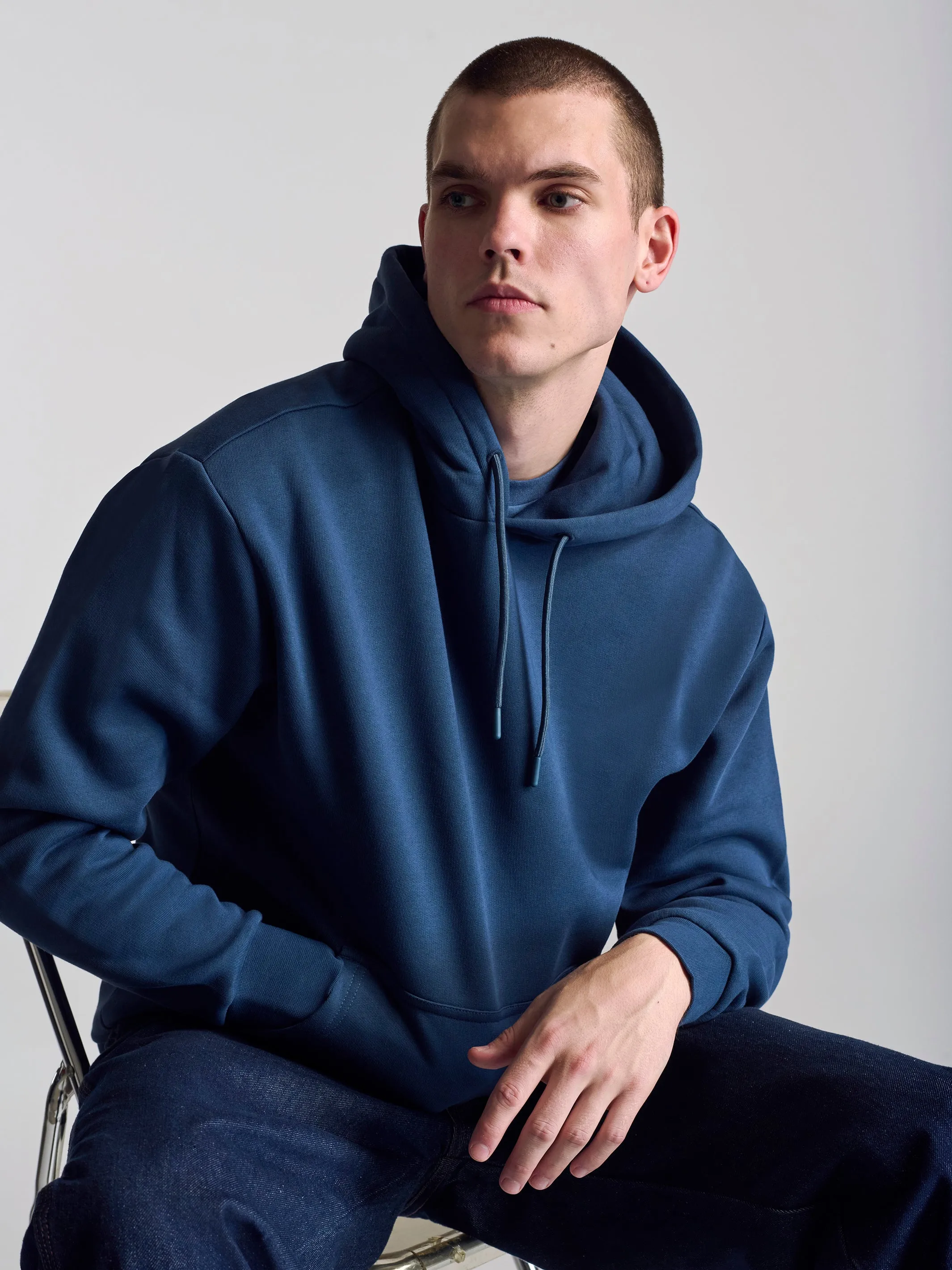 Men's Montrose Hooded Sweatshirt In Dark Denim sold by Brooklyn Industries product image thumbnail 5