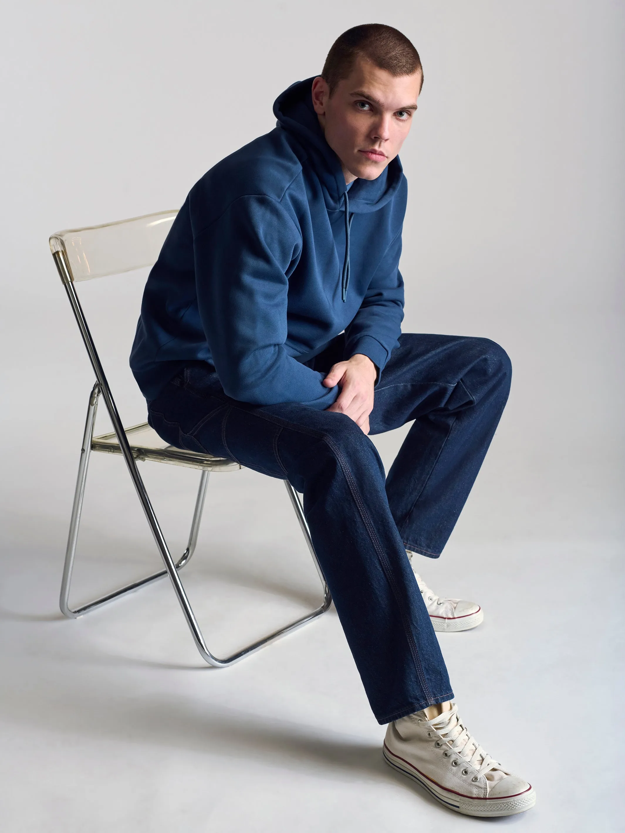 Men's Montrose Hooded Sweatshirt In Dark Denim sold by Brooklyn Industries