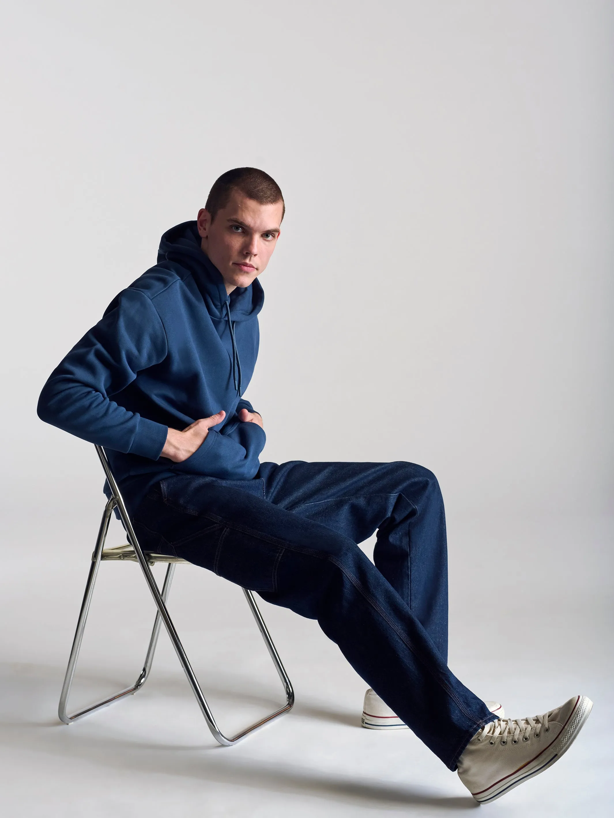 Men's Montrose Hooded Sweatshirt In Dark Denim sold by Brooklyn Industries product image thumbnail 4