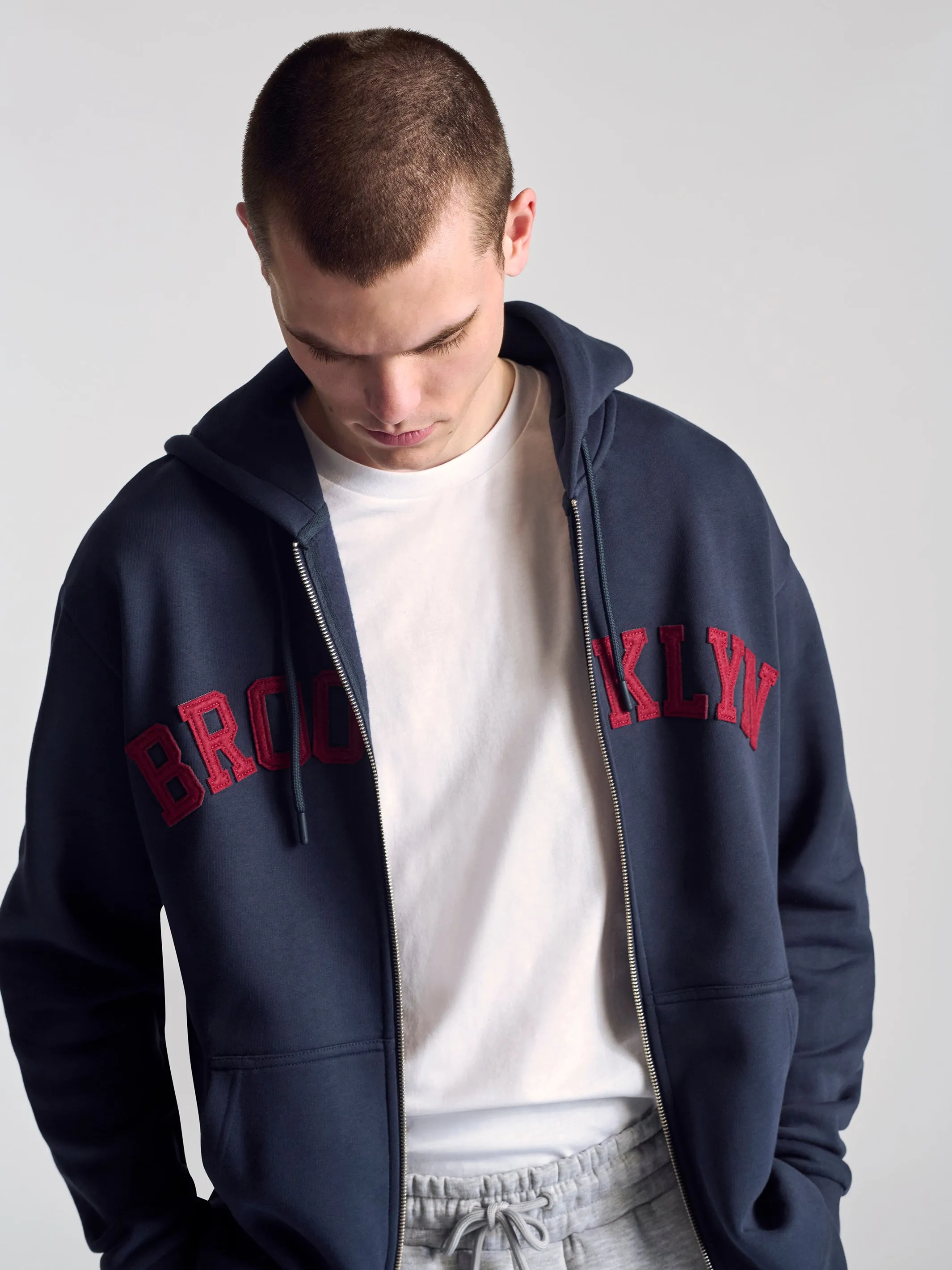 Men's Campus Zip Up Sweatshirt In Navy sold by Brooklyn Industries product image thumbnail 4