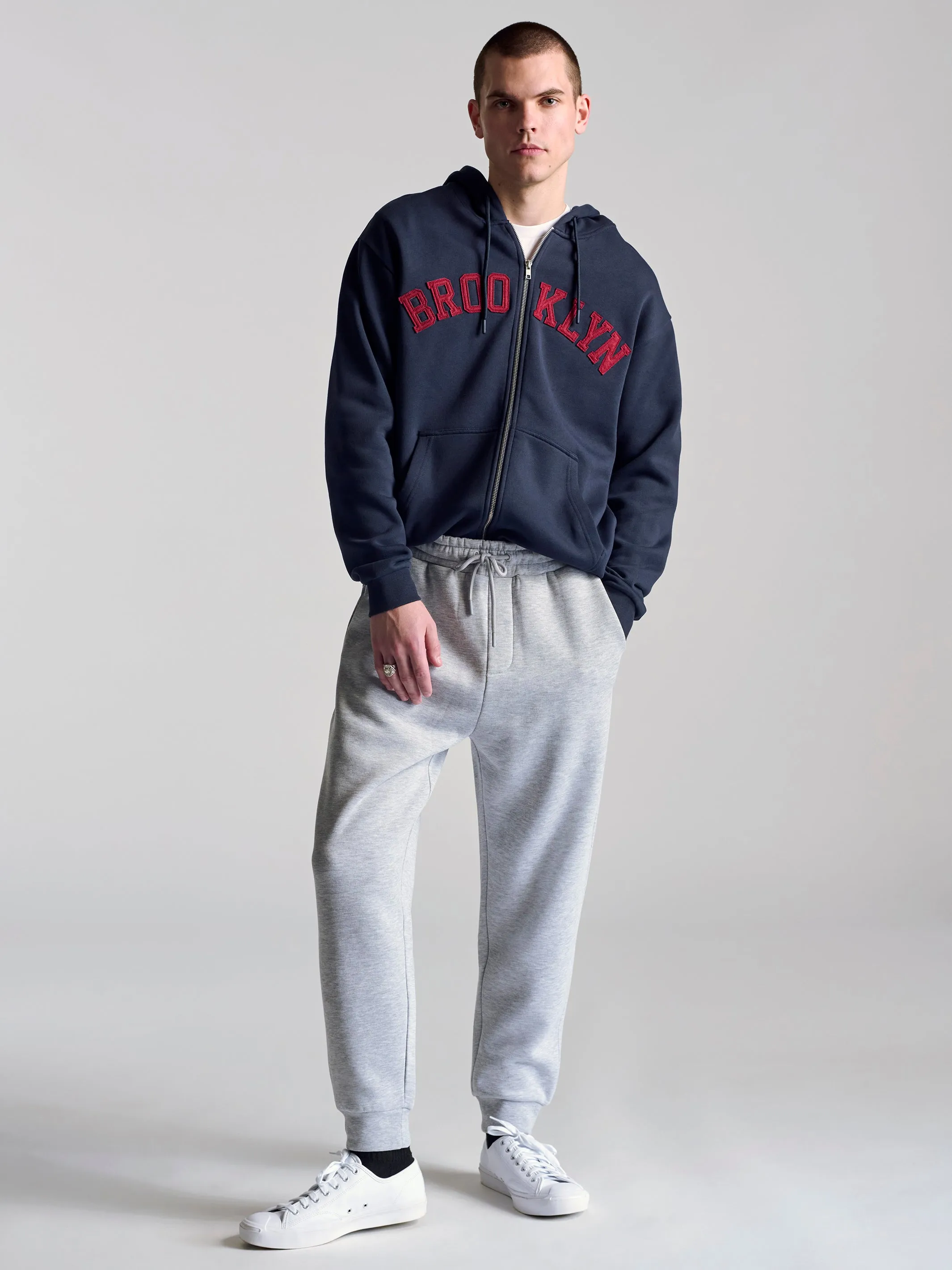 Men's Campus Zip Up Sweatshirt In Navy sold by Brooklyn Industries