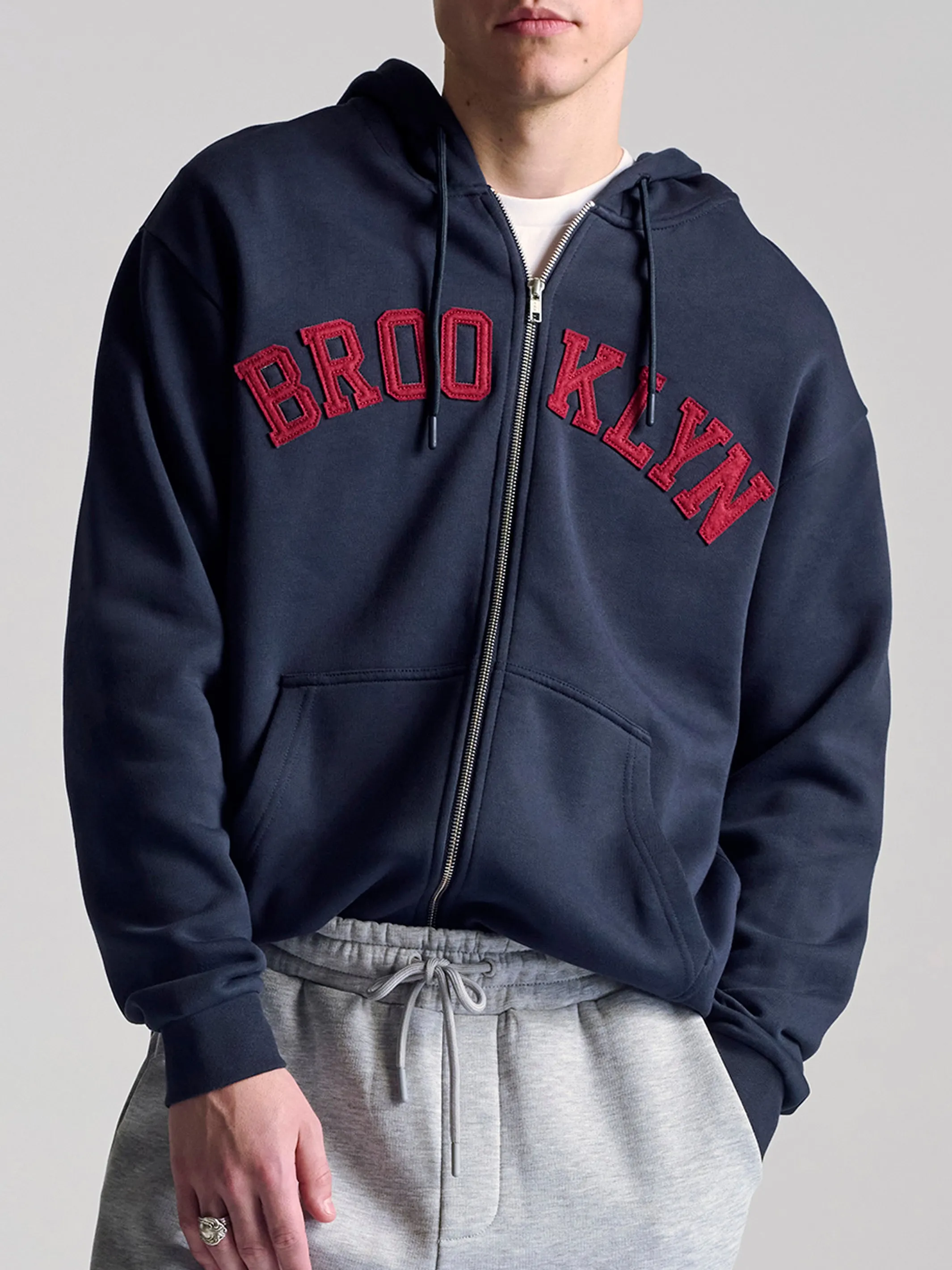 Men's Campus Zip Up Sweatshirt In Navy sold by Brooklyn Industries product image thumbnail 2