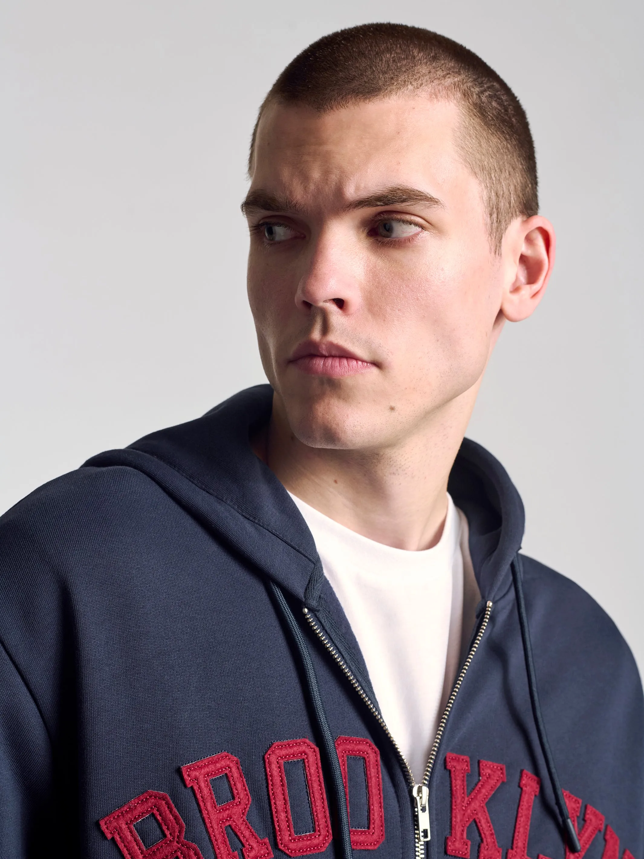 Men's Campus Zip Up Sweatshirt In Navy sold by Brooklyn Industries product image thumbnail 3