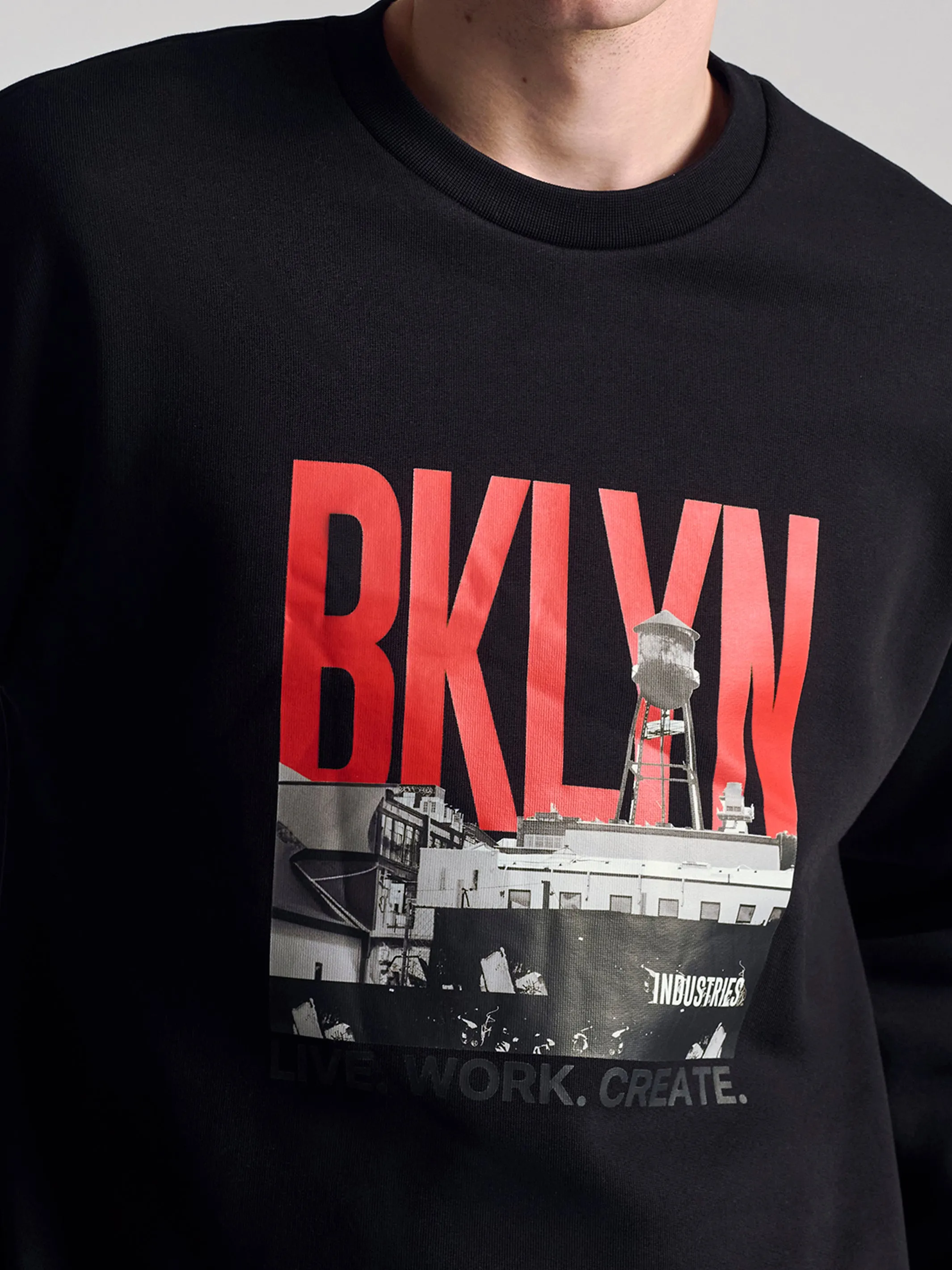 Men's City Printed Crew Neck Sweatshirt In Black sold by Brooklyn Industries product image thumbnail 5