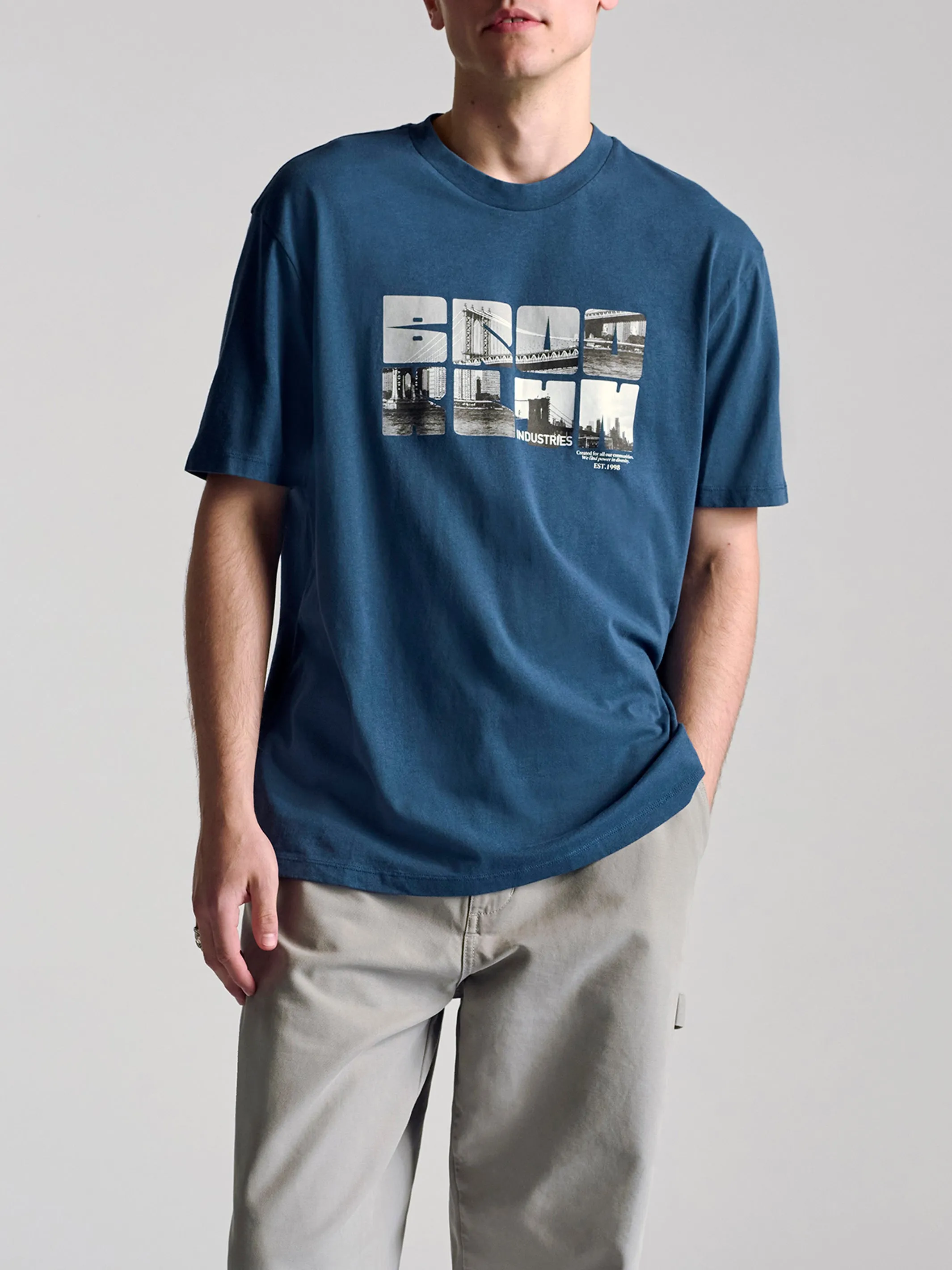 Men's City Printed T-Shirt In Dark Denim sold by Brooklyn Industries product image thumbnail 2