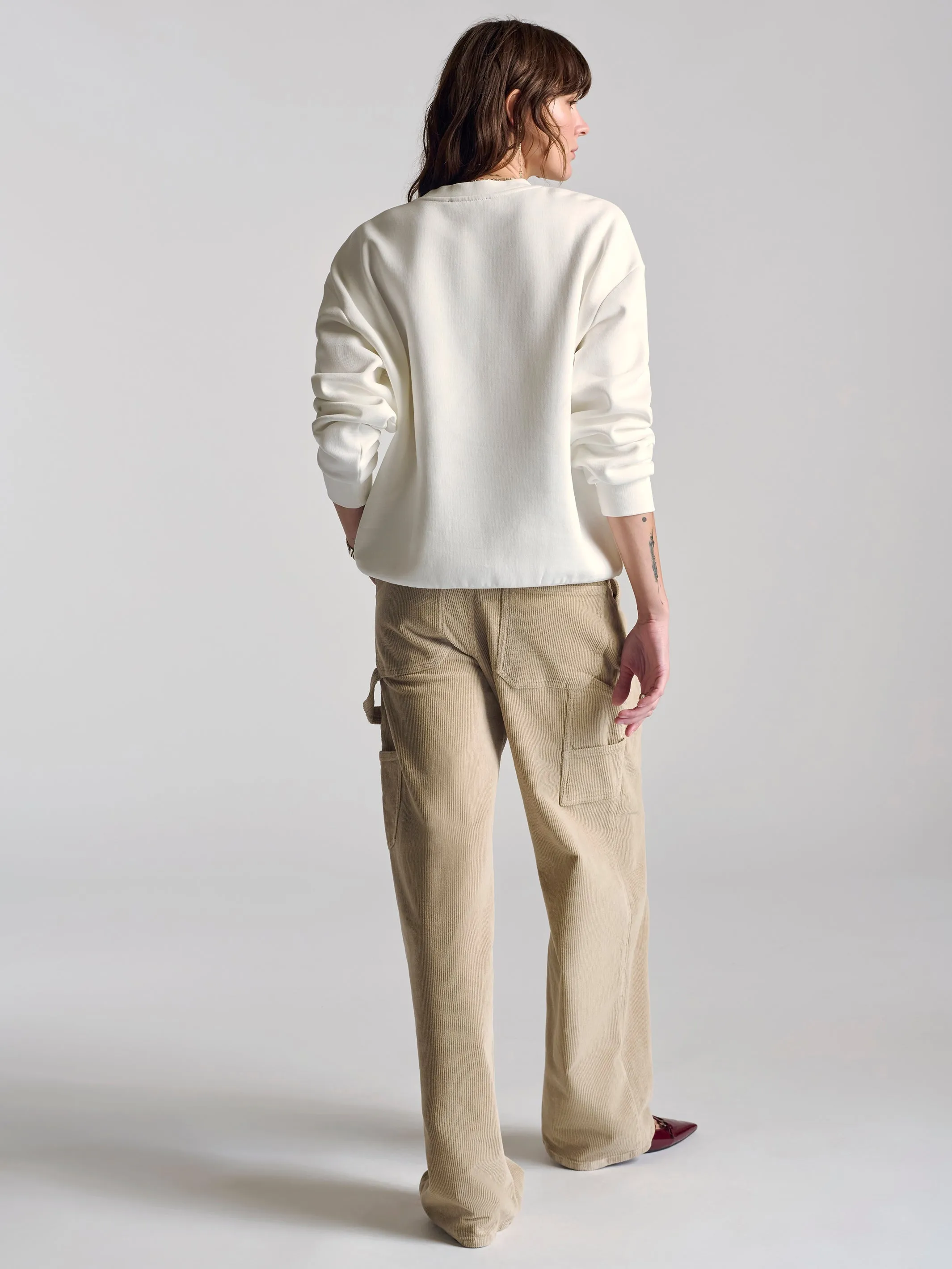 Women's Hoyt Crew Neck Sweatshirt In Antique White sold by Brooklyn Industries product image thumbnail 4