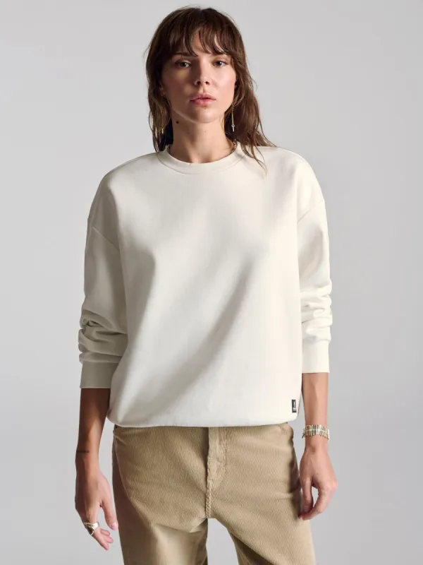 Women's Hoyt Crew Neck Sweatshirt In Antique White sold by Brooklyn Industries