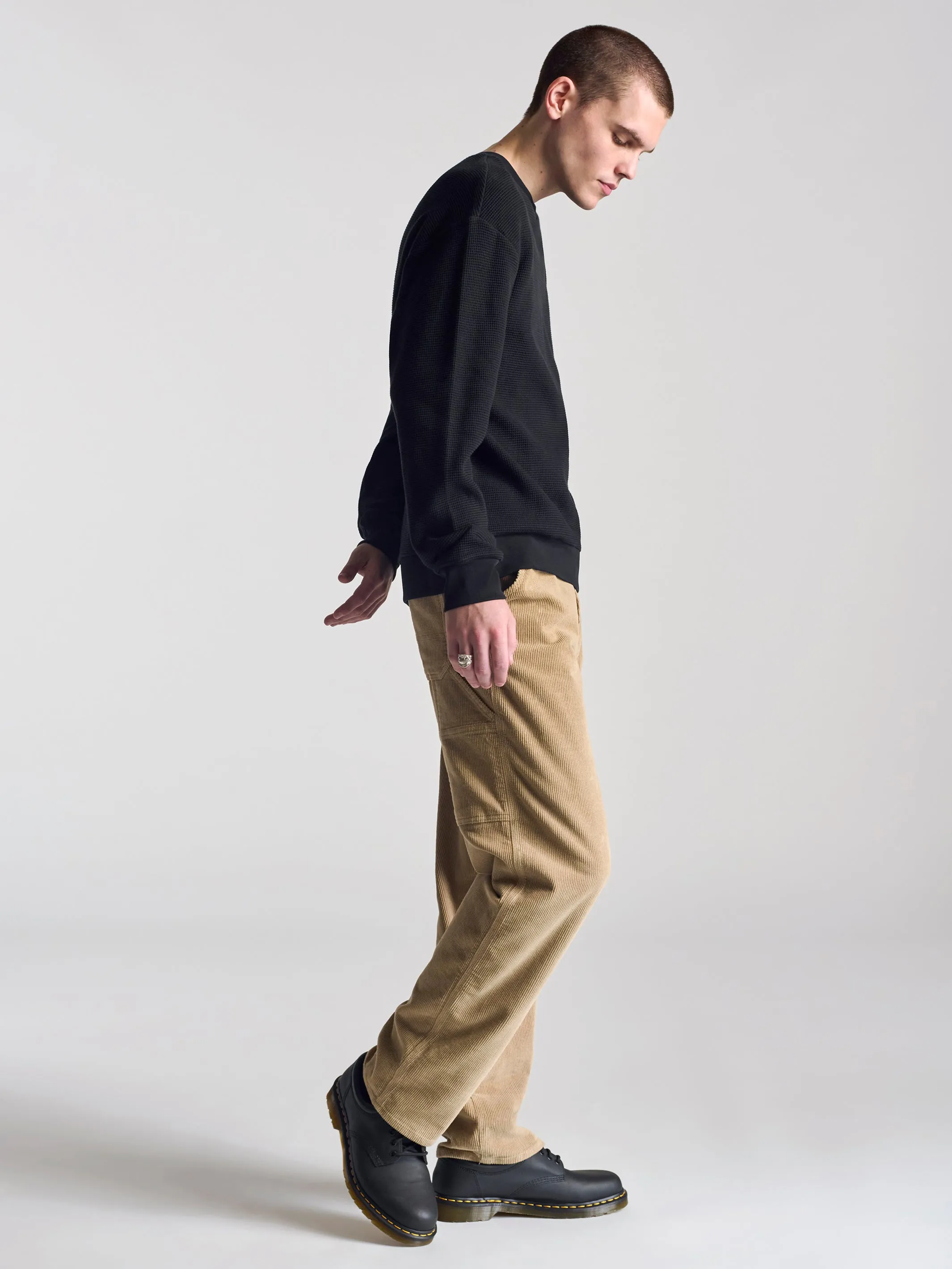 Men's Waffle Crew Neck Sweatshirt In Black sold by Brooklyn Industries product image thumbnail 3