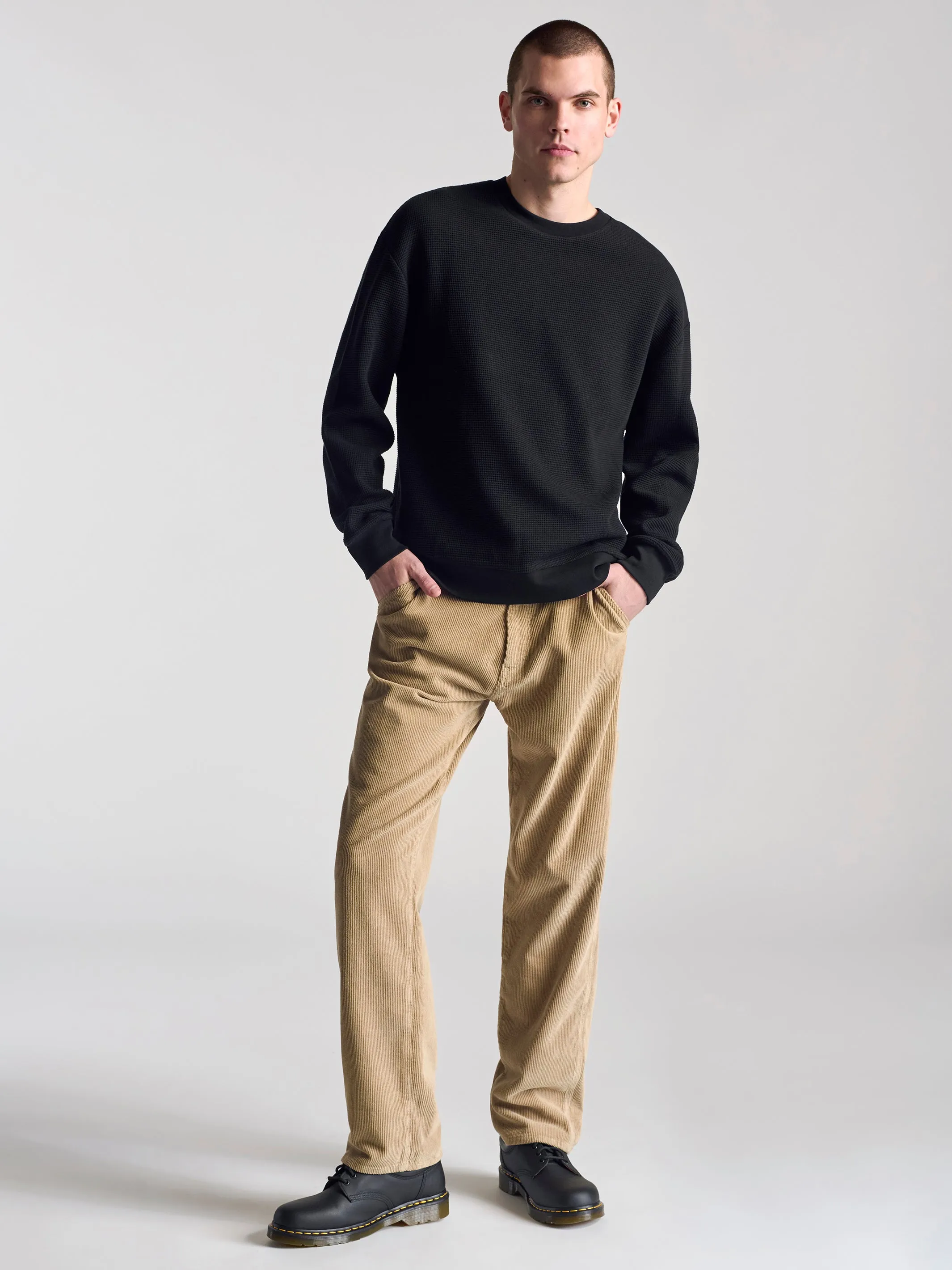Men's Waffle Crew Neck Sweatshirt In Black sold by Brooklyn Industries product image thumbnail 2