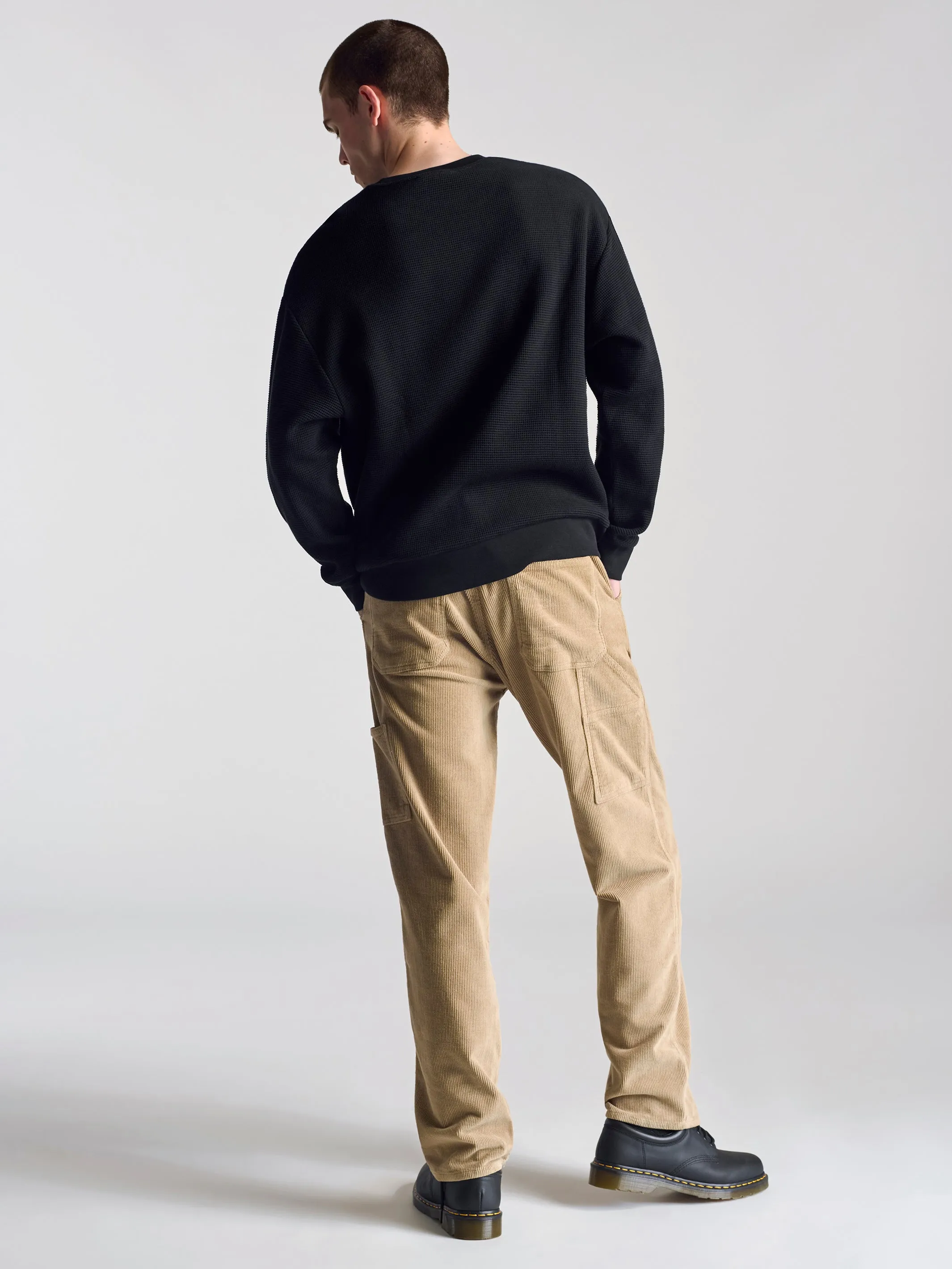 Men's Waffle Crew Neck Sweatshirt In Black sold by Brooklyn Industries product image thumbnail 4