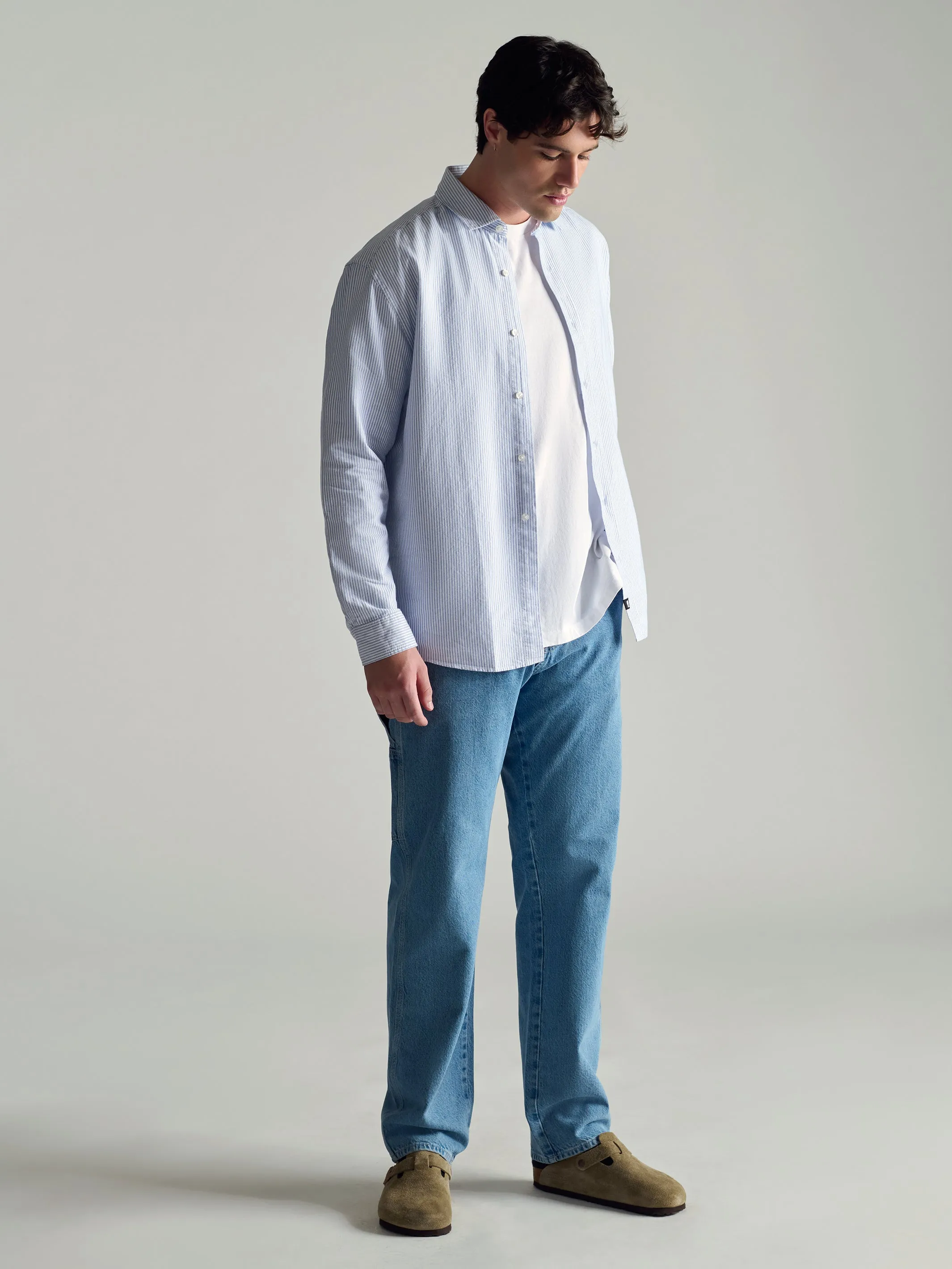 Men's Long Sleeve Shirt In Blue Striped sold by Brooklyn Industries product image thumbnail 2