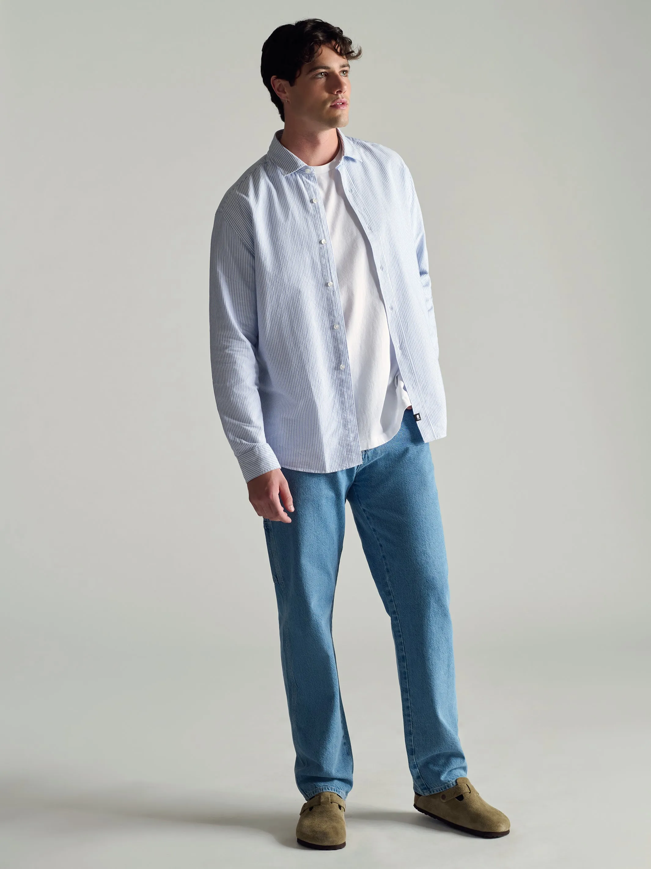 Men's Long Sleeve Shirt In Blue Striped sold by Brooklyn Industries product image thumbnail 3